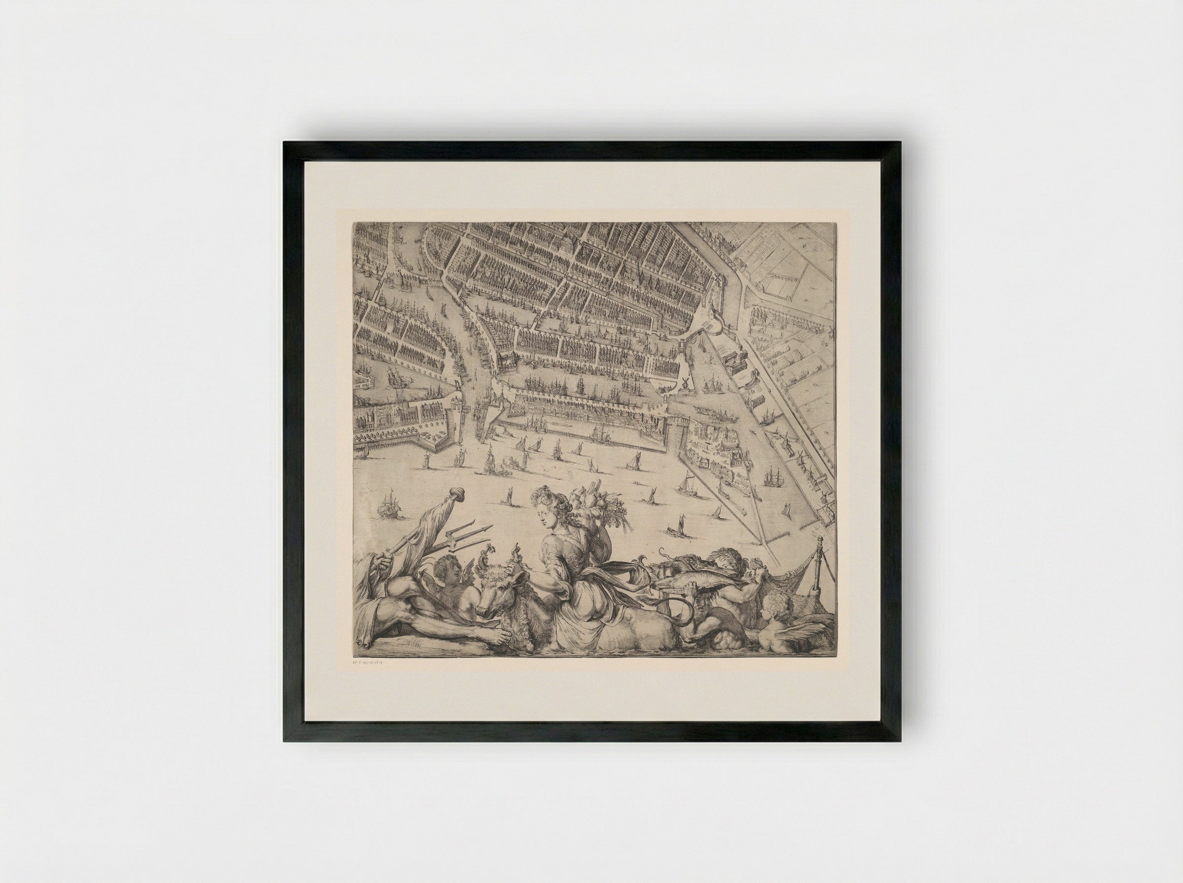 Plattegrond van Rotterdam (deel rechtsonder) - Romeyn de Hooghe - Framed Print Black