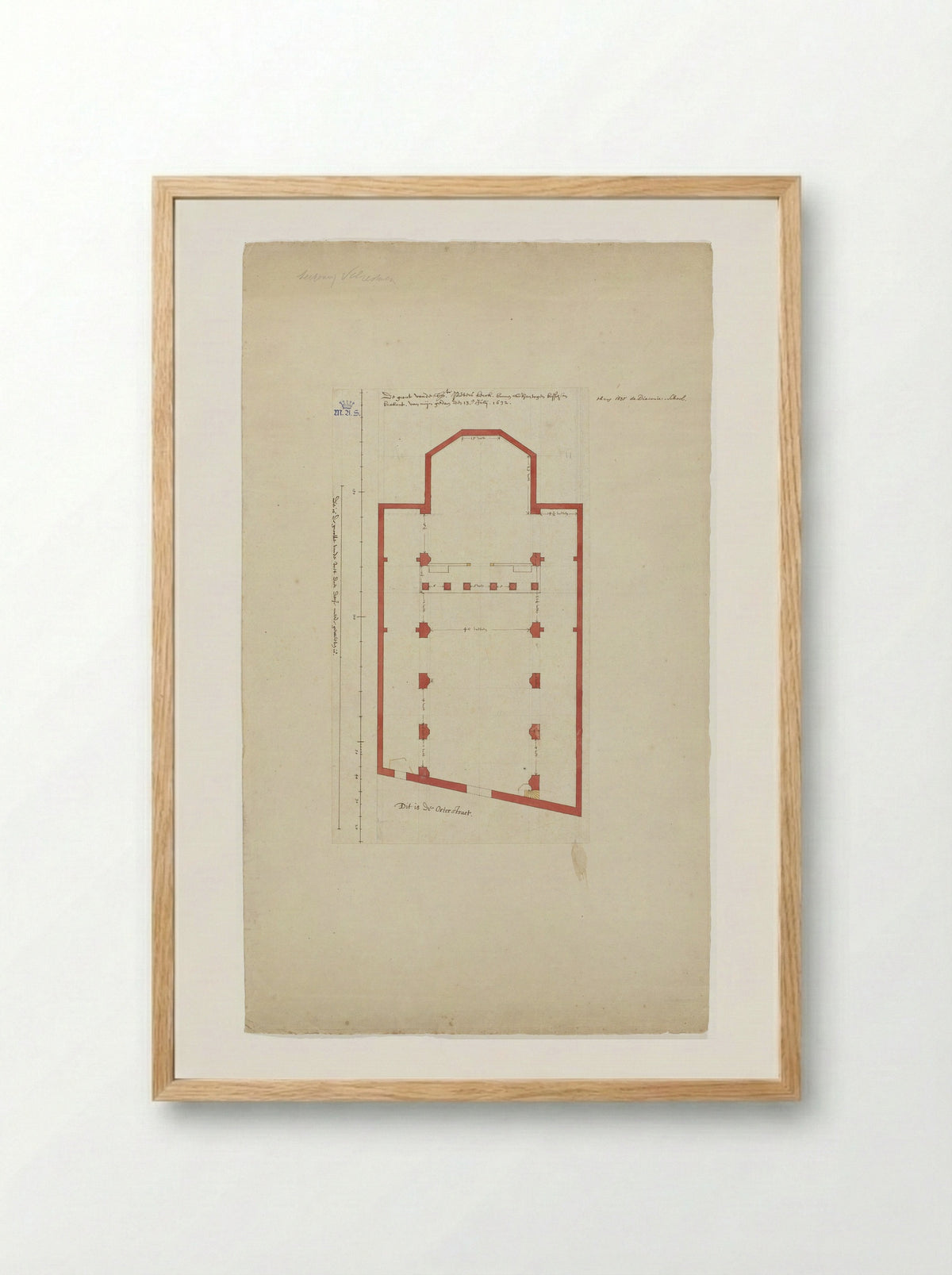 Plattegrond van de Sint-Petruskerk, 's-Hertogenbosch - Pieter Jansz Saenredam - Framed Print Wood