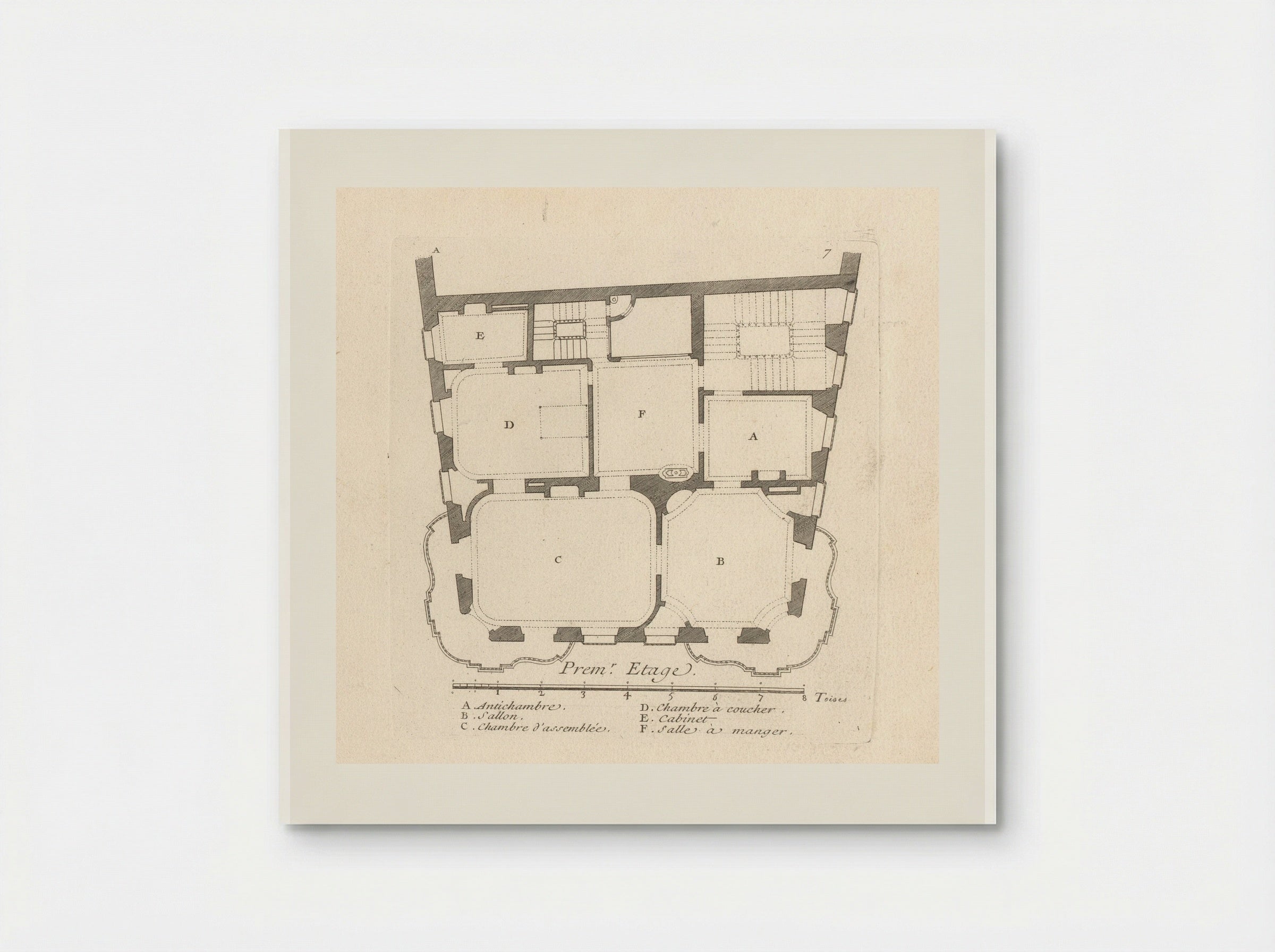 Plattegrond van de eerste verdieping van het huis van Léon Berthous in Bayonne - Gabriel Huquier - Poster
