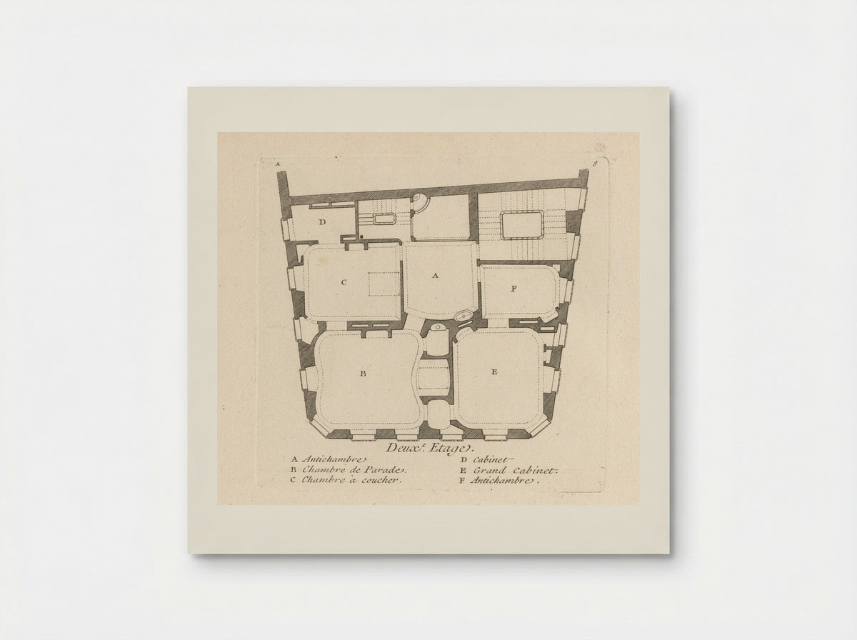 Plattegrond van de tweede verdieping van het huis van Léon Berthous in Bayonne - Gabriel Huquier - Poster