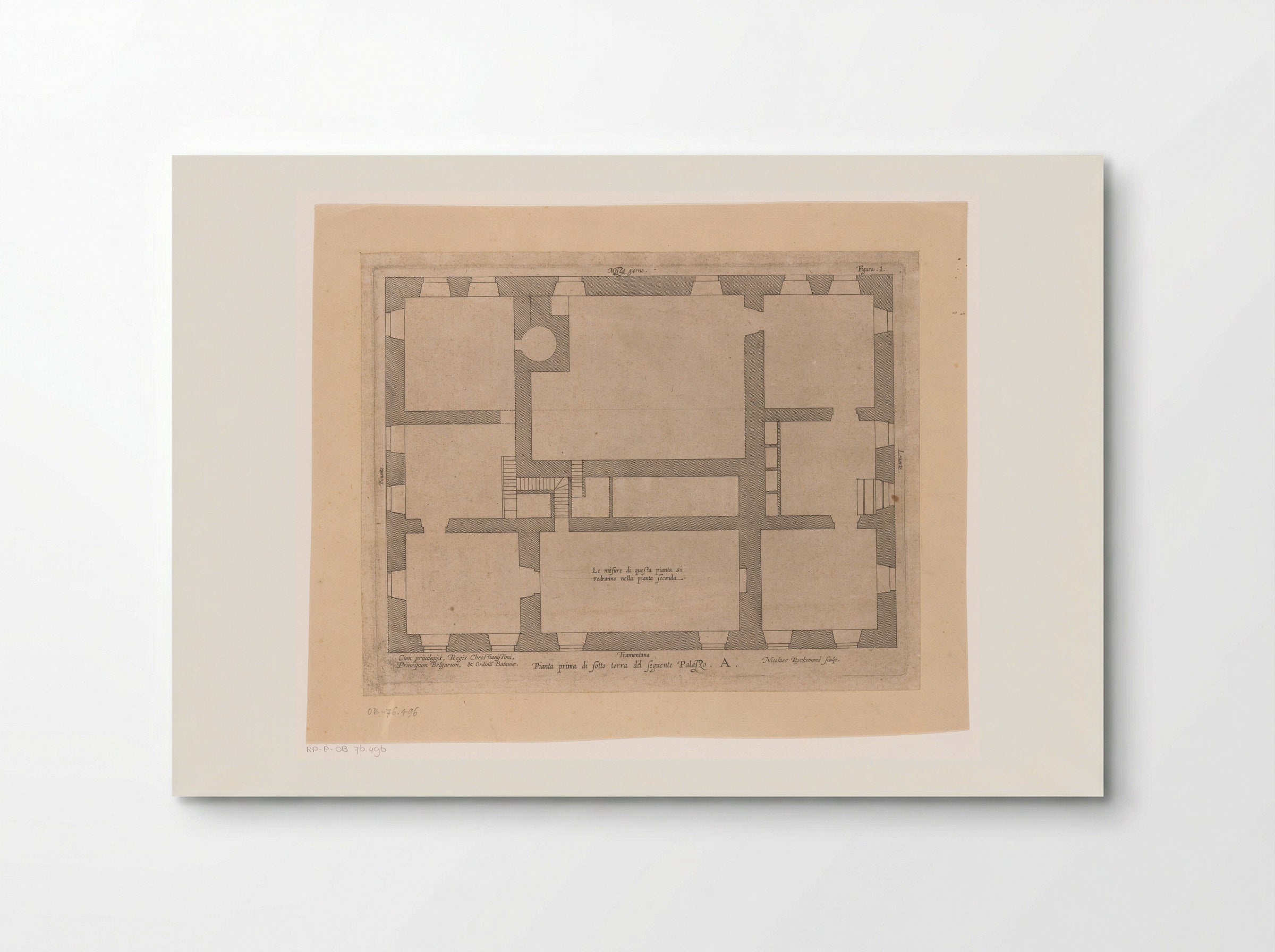 Plattegrond van het souterrain van het Palazzo Carrega-Cataldi te Genua - Peter Paul Rubens - Poster