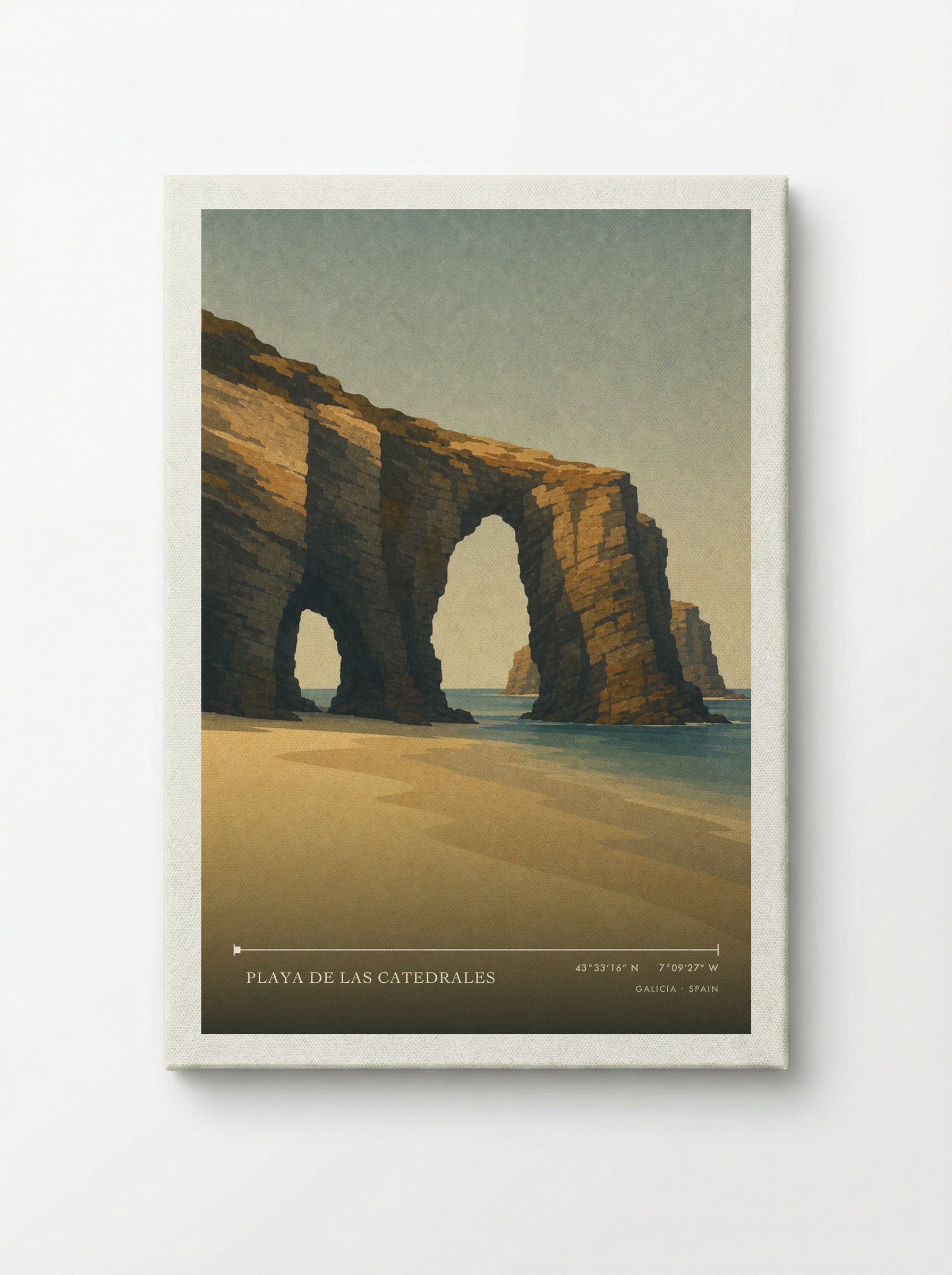 Playa de las Catedrales Travel Poster Artwork - Canvas