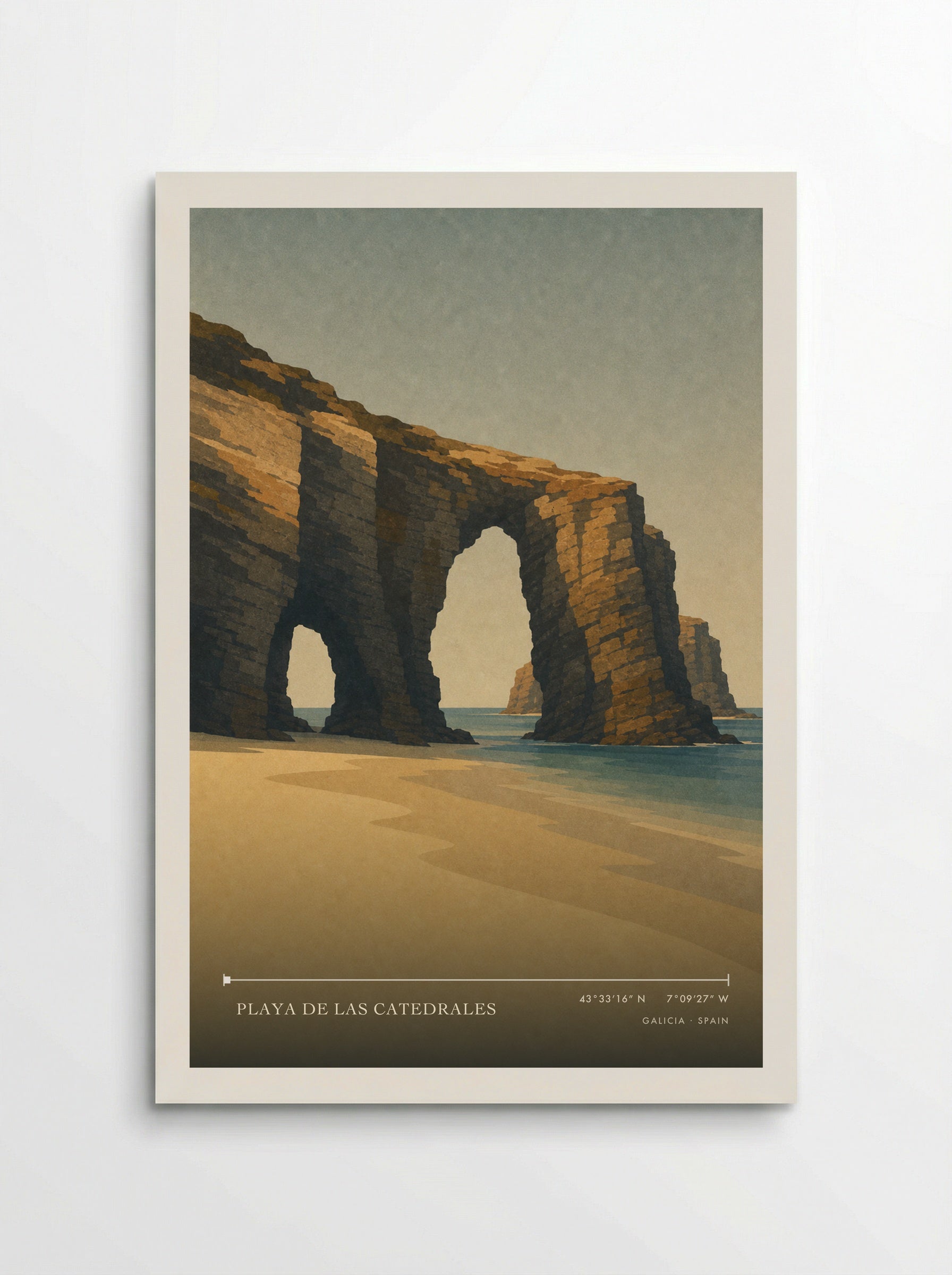 Playa de las Catedrales Travel Poster Artwork - Poster