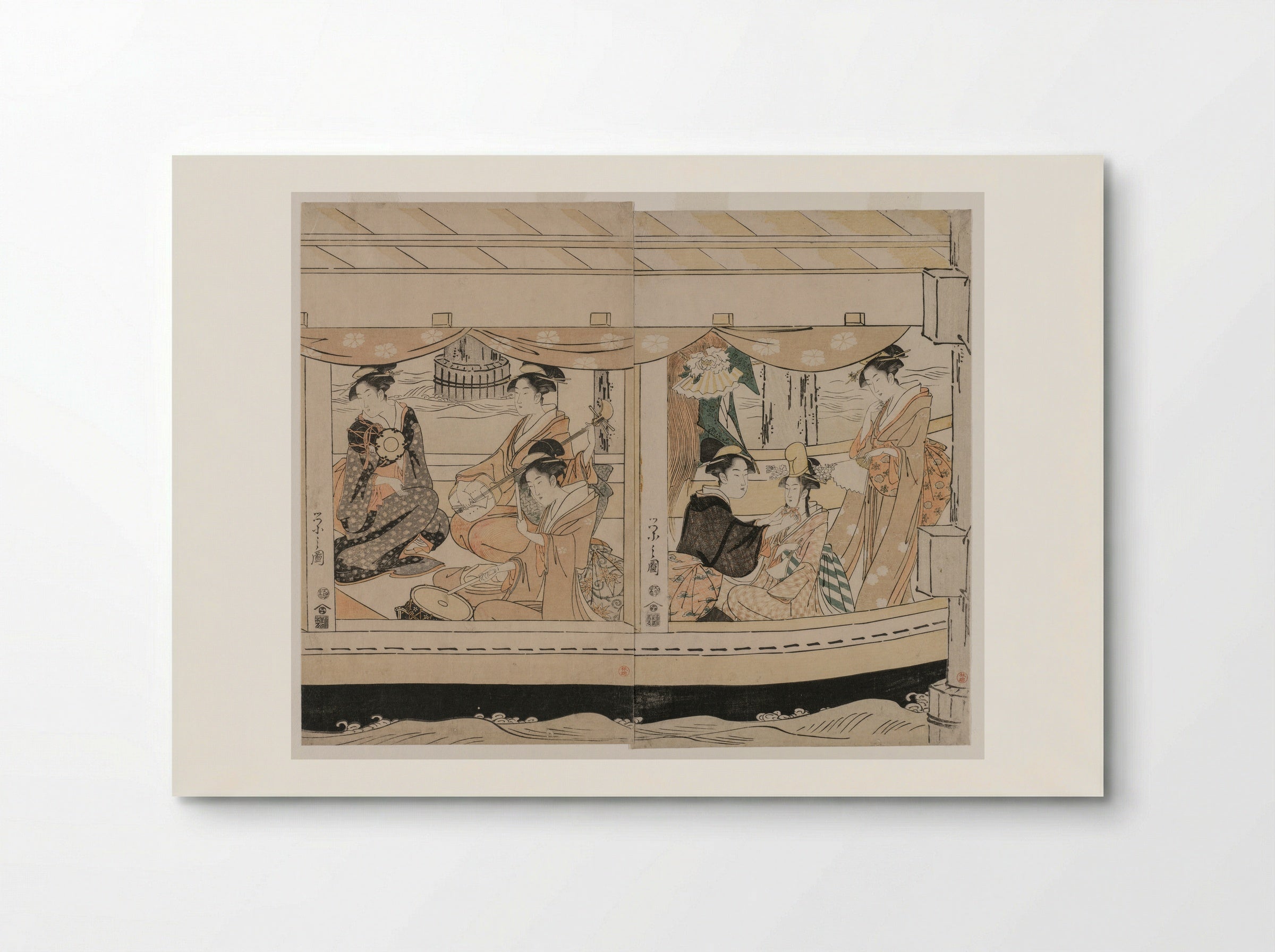 Pleasure Boats on the Sumida River beneath Shin-Ōhashi Bridge - Chōbunsai Eishi - Poster