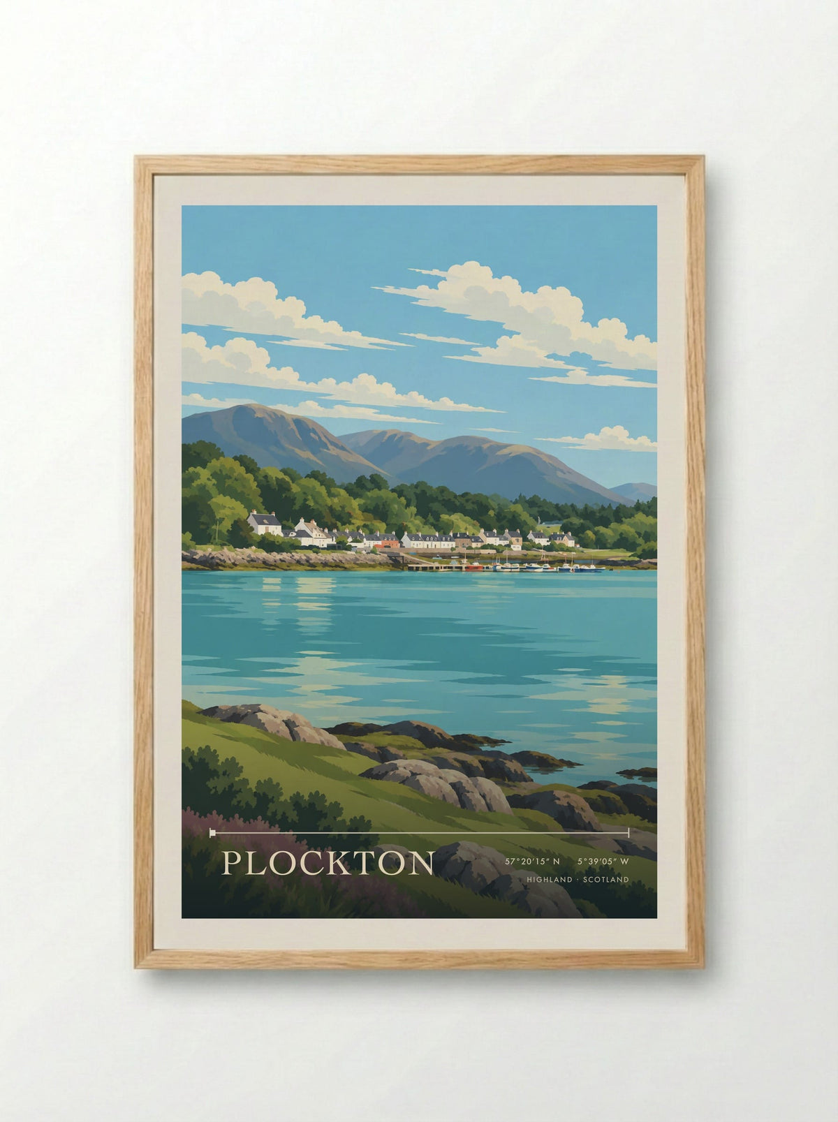 Plockton, Highland | Travel Poster - Framed Print Wood