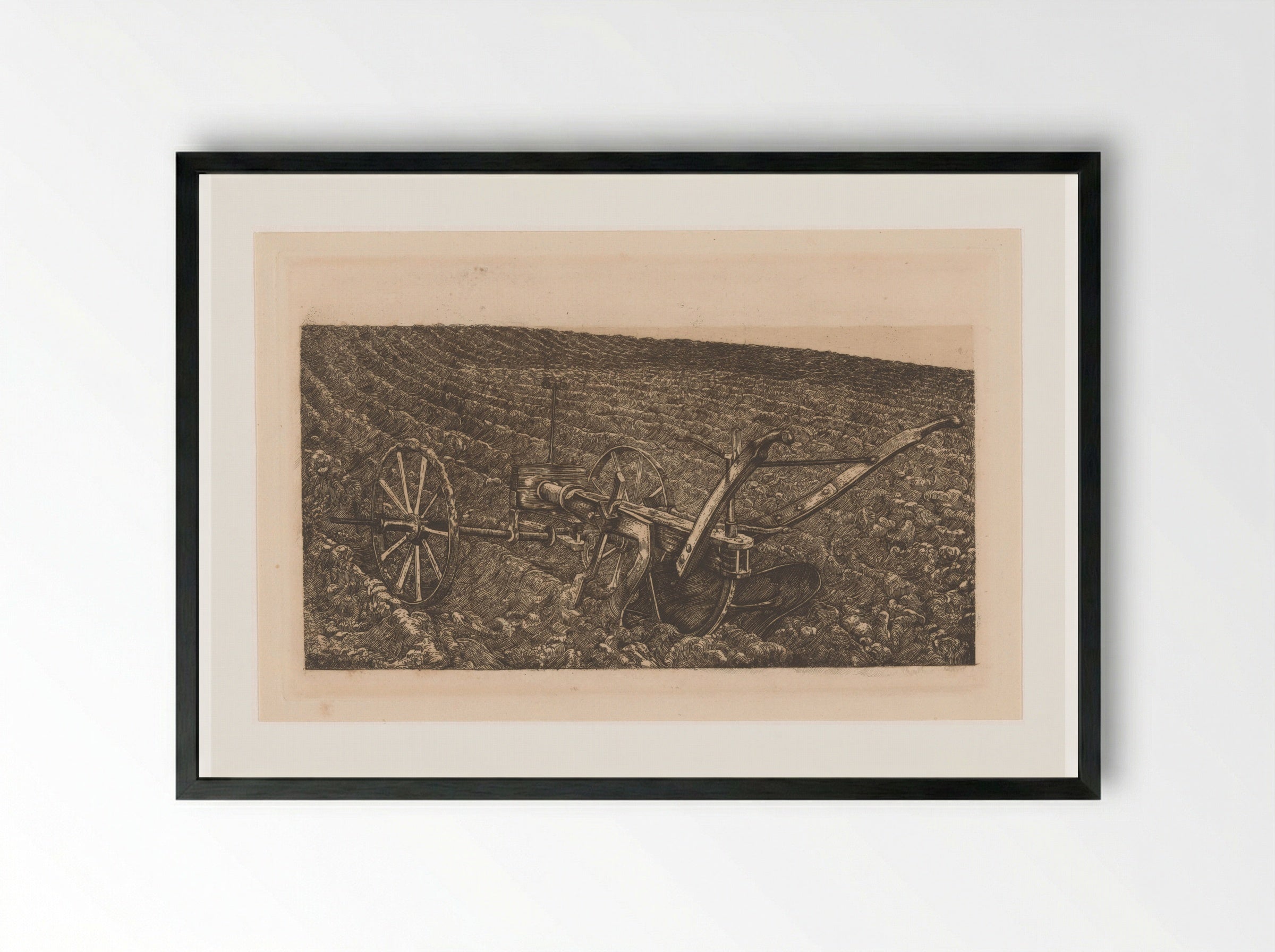 Ploeg op een akker - Pieter Dupont - Framed Print Black