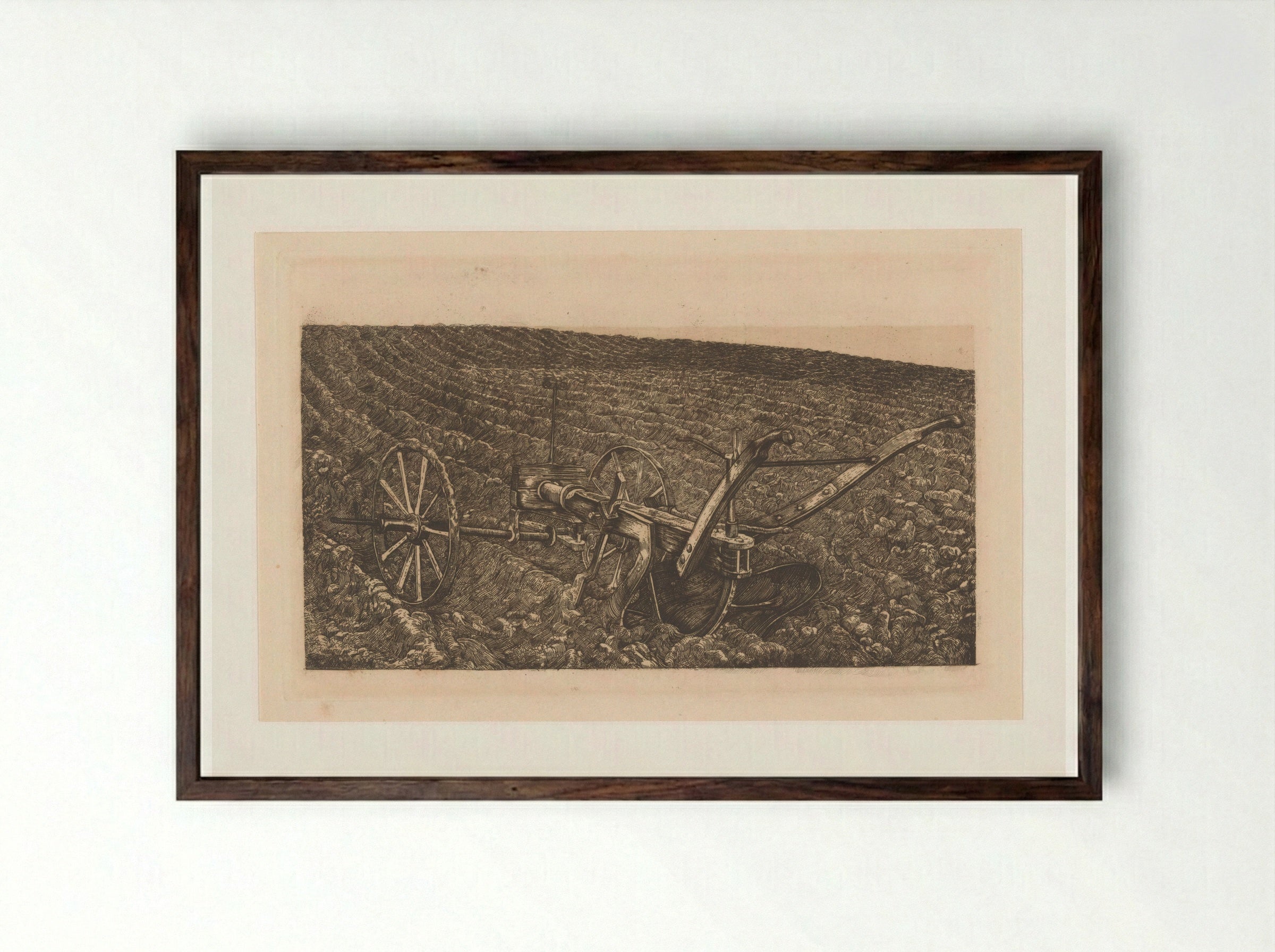 Ploeg op een akker - Pieter Dupont - Framed Print Dark Wood