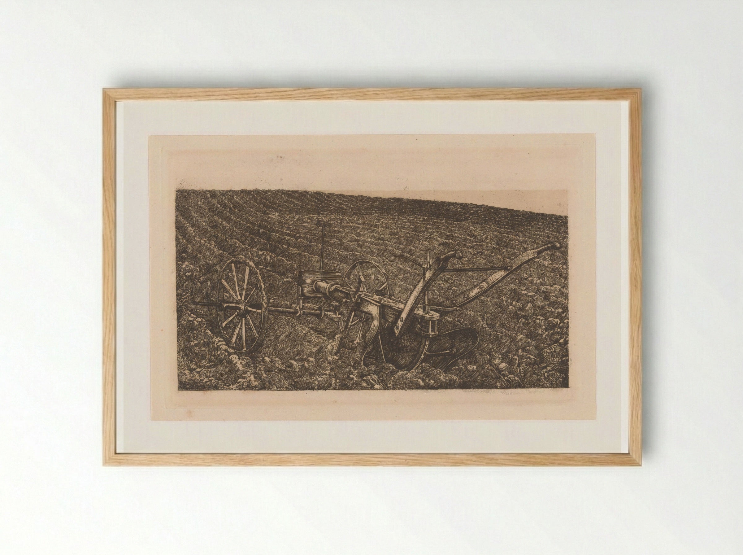 Ploeg op een akker - Pieter Dupont - Framed Print Wood