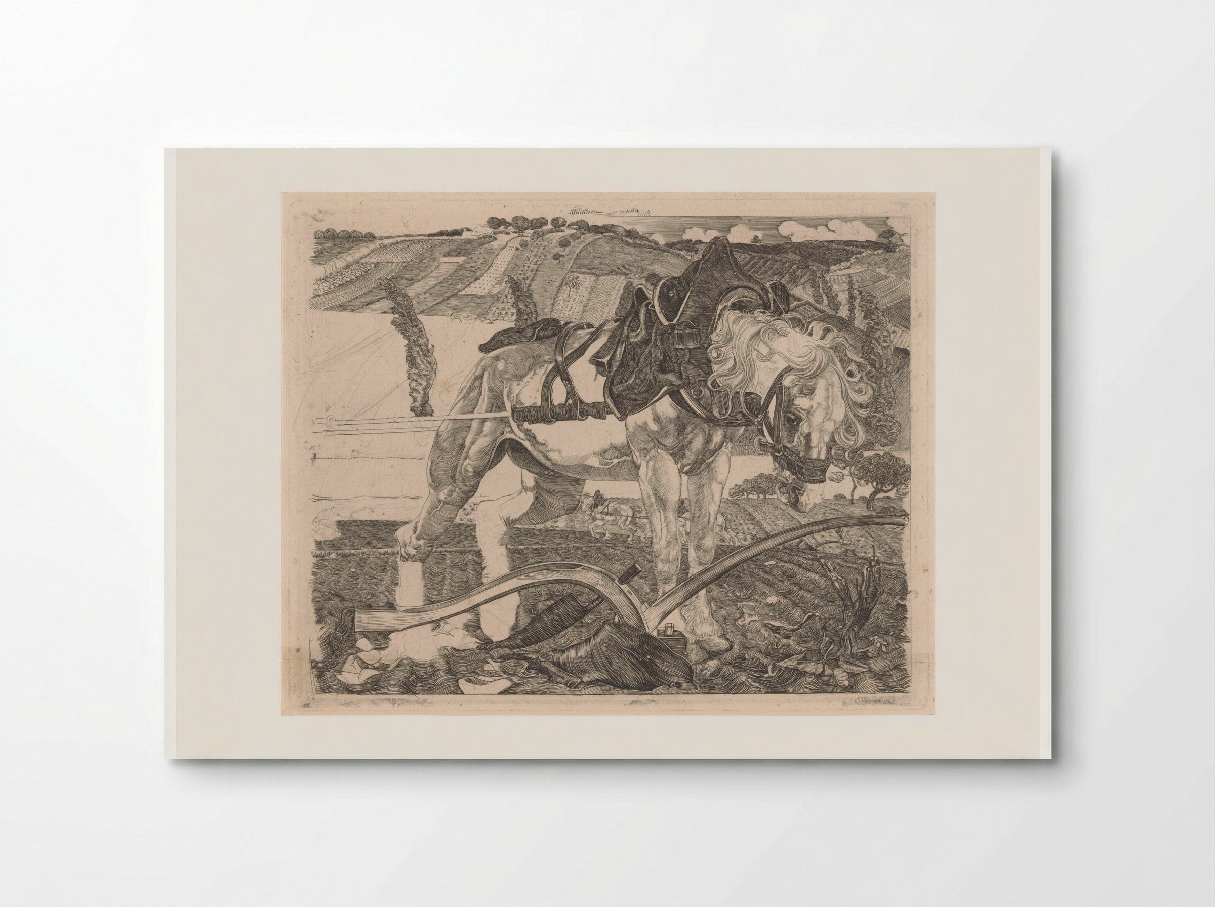 Ploegend paard op een heuvel - Pieter Dupont - Poster