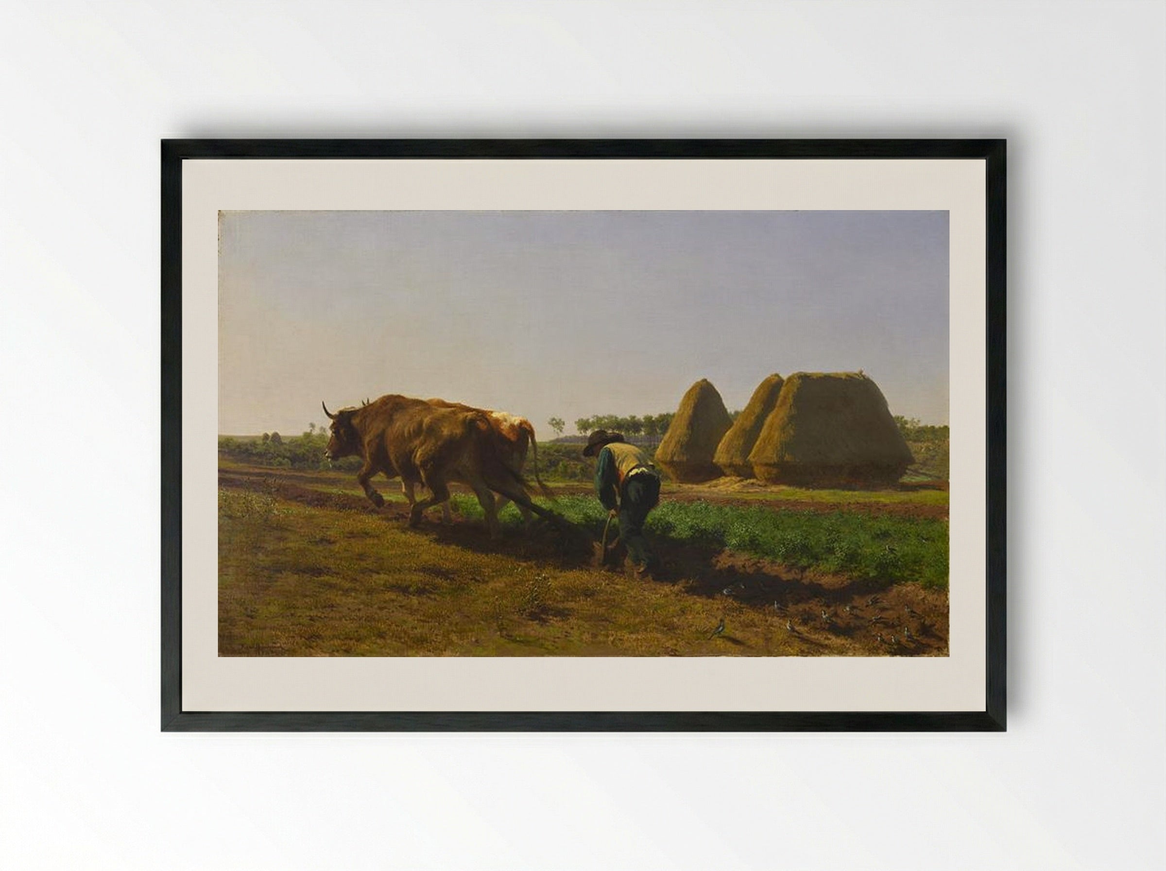 Ploughing in the Nivernais - Rosa Bonheur - Framed Print Black