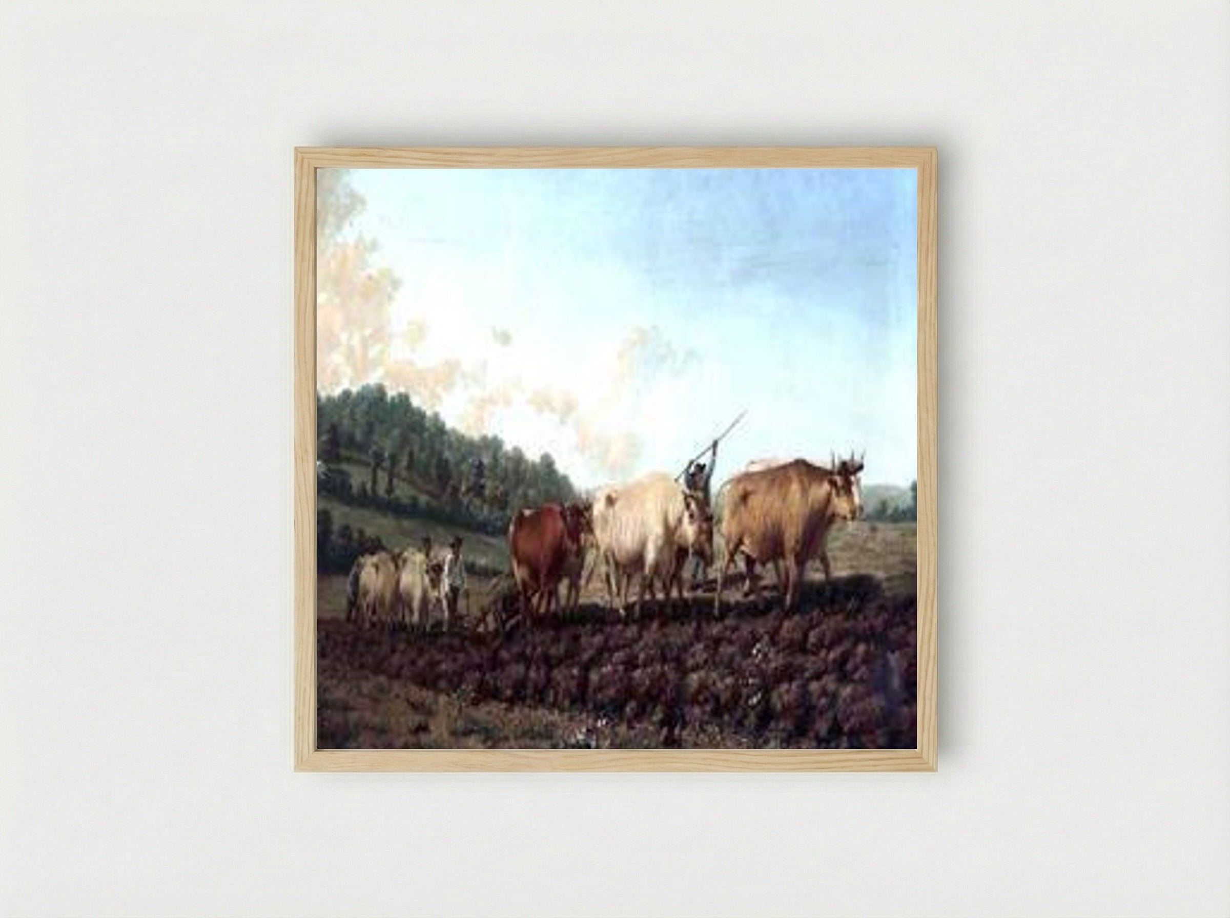 Ploughing in the Nivernais - Rosa Bonheur - Framed Print Wood
