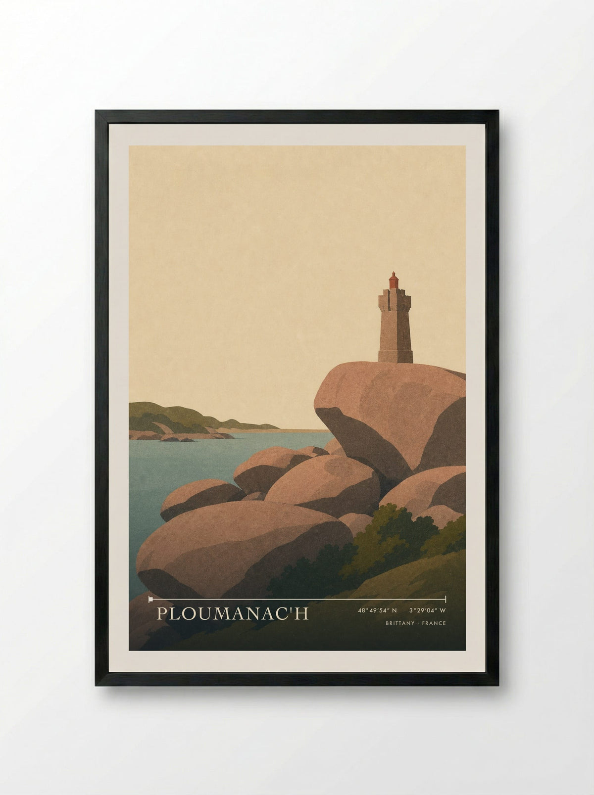 Ploumanac'h Travel Poster Artwork - Framed Print Black