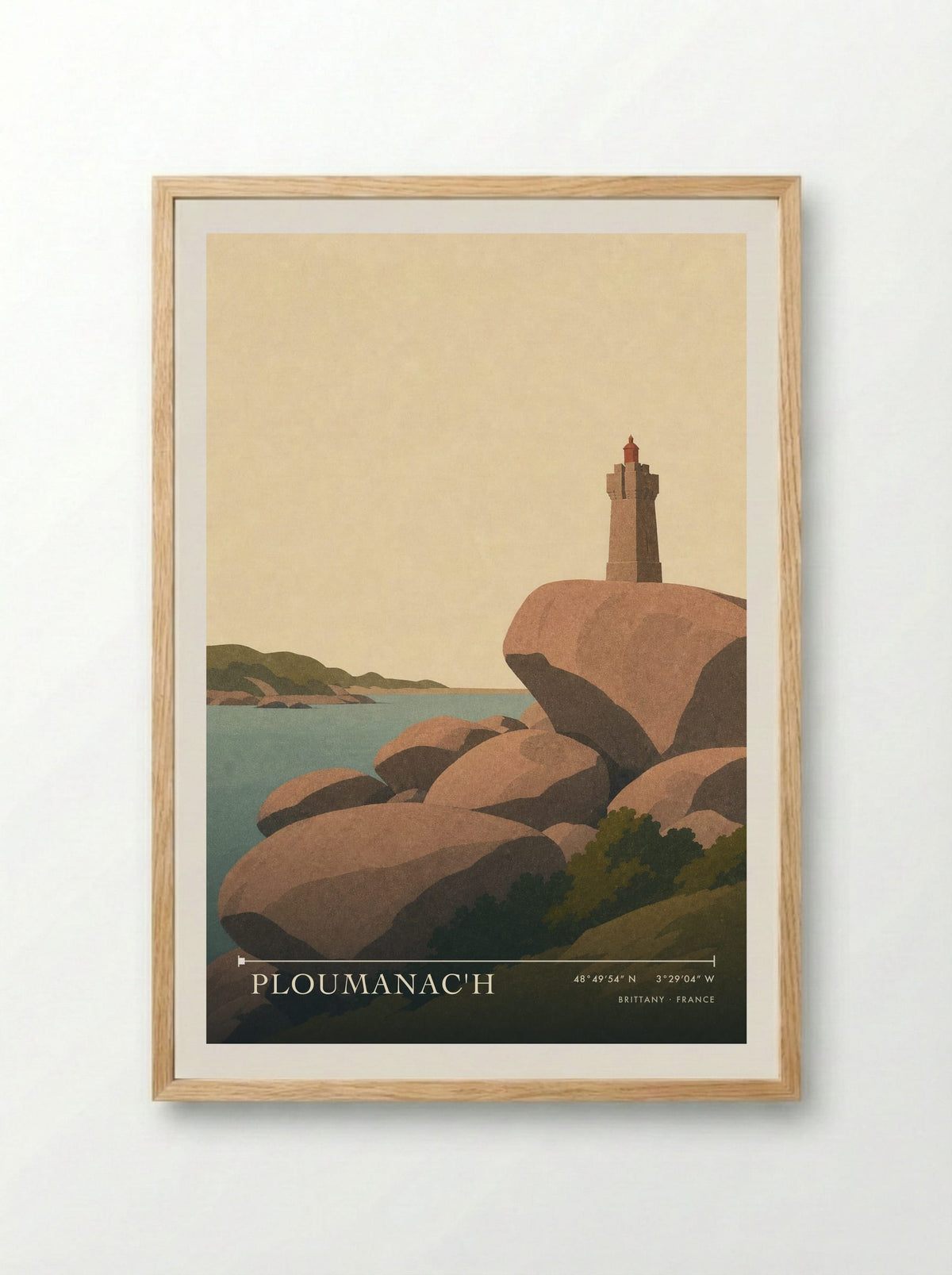 Ploumanac'h Travel Poster Artwork - Framed Print Wood