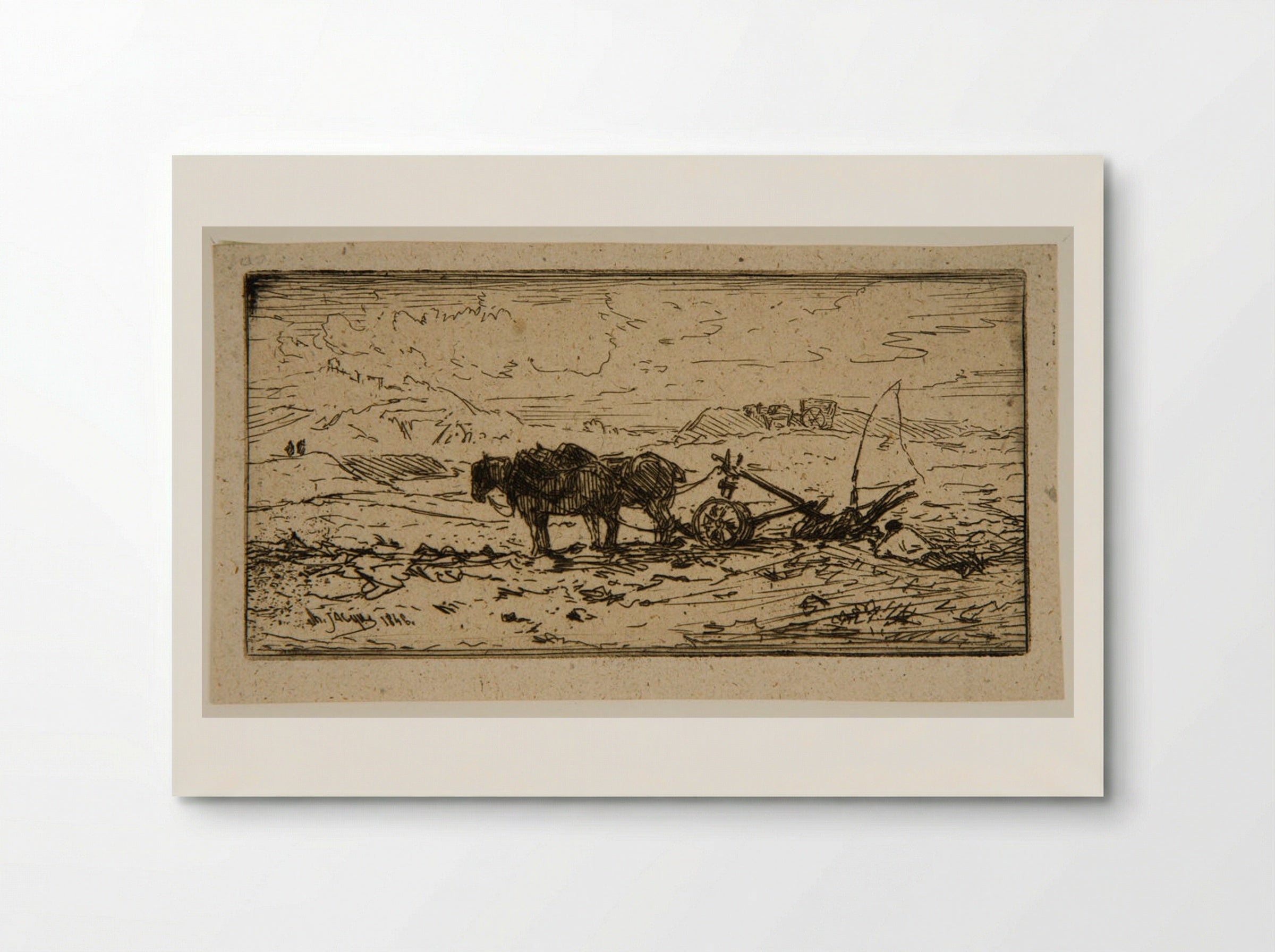 Plow Drawn by Two Horses - Charles-Émile Jacque - Poster