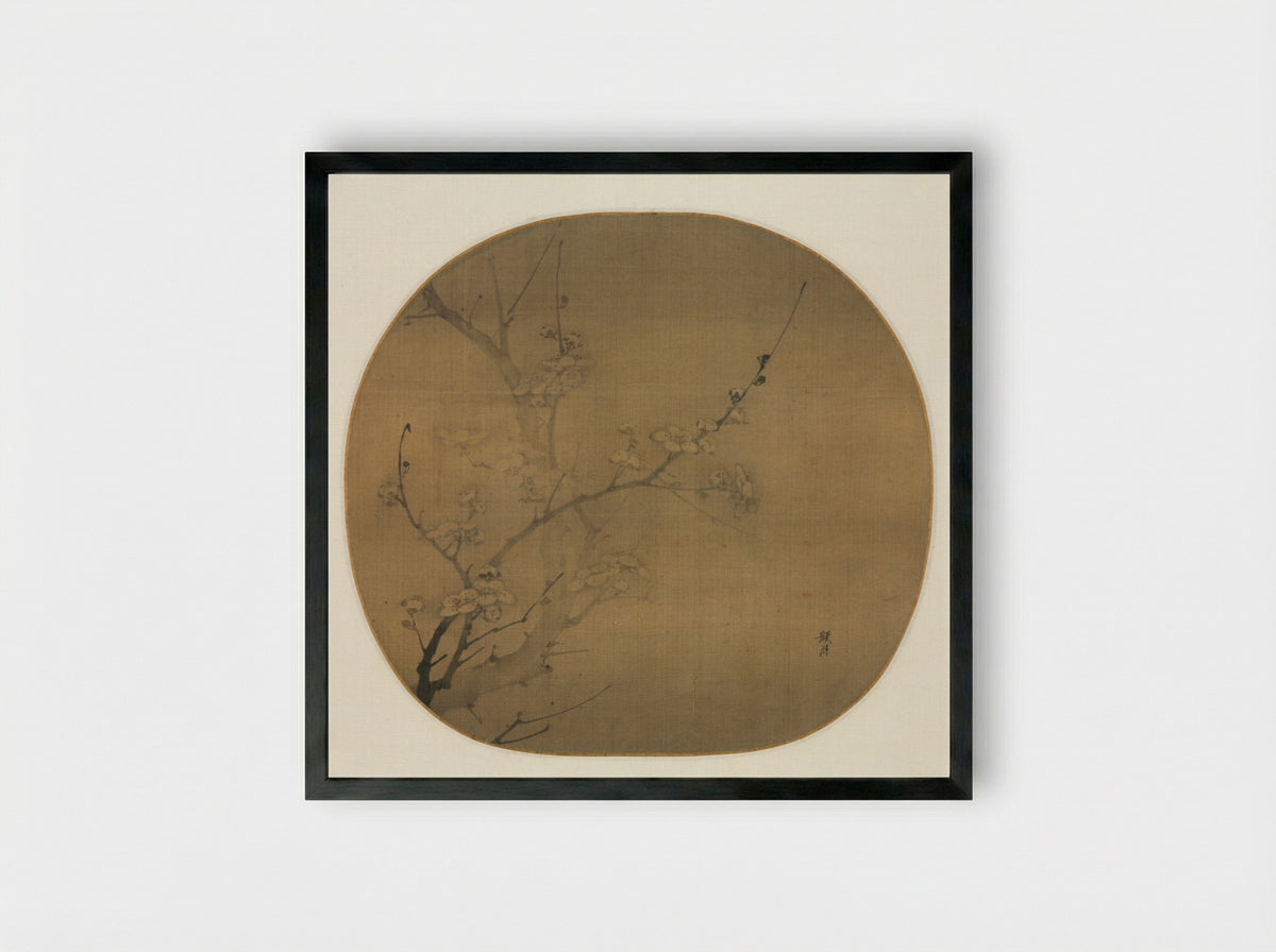 Plum Blossoms in Moonlight - Yan Hui - Framed Print Black