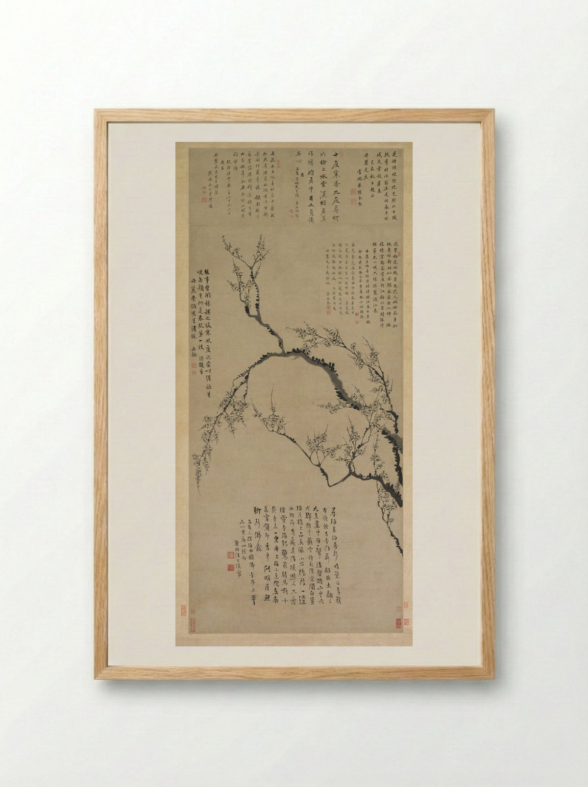 Plum Blossoms - Wang Shishen - Framed Print Wood