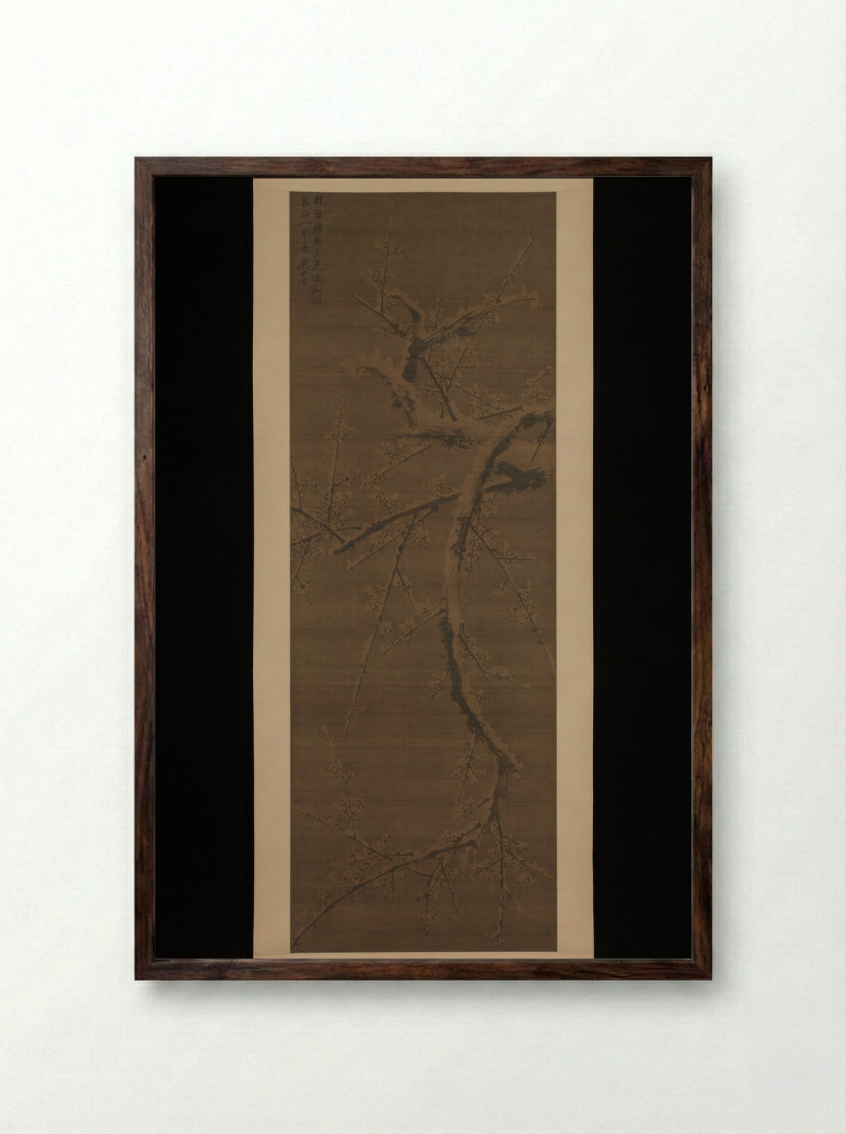 Plum in Snow - Liu Shiru - Framed Print Dark Wood