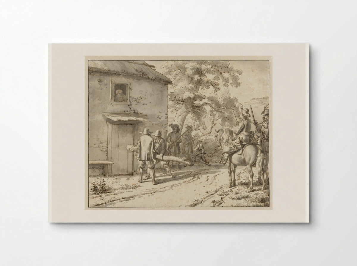 Plundering Soldiers at a Farmhouse - Adriaen van de Velde - Poster