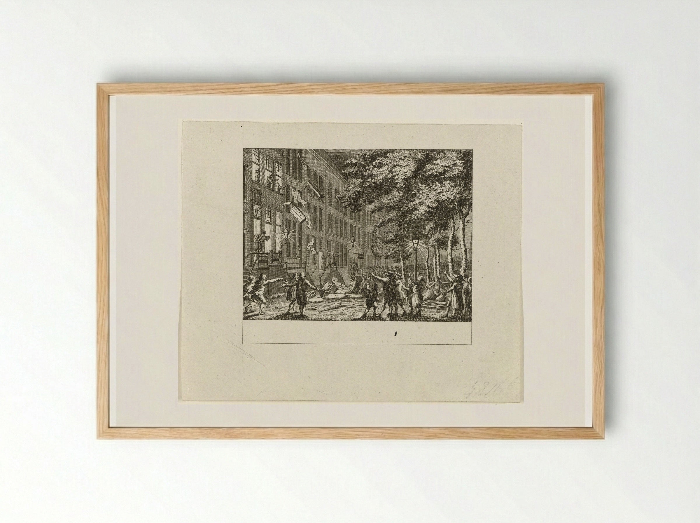 Plundering van het huis van burgemeester Joachim Rendorp - Cornelis Brouwer - Framed Print Wood