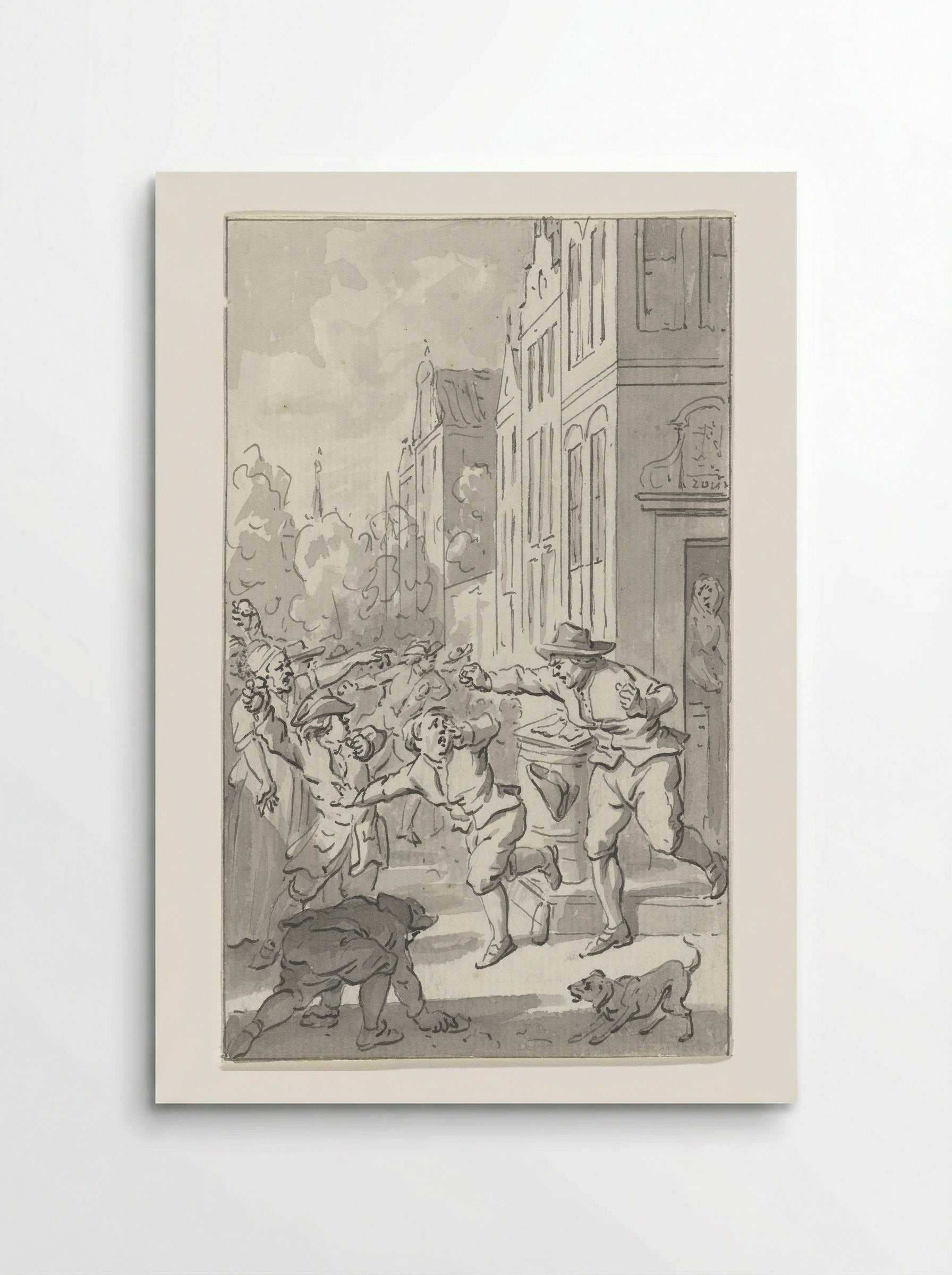 Plundering van het huis van een Fransgezinde visverkoper te Deventer, 1747 - Jacobus Buys - Poster
