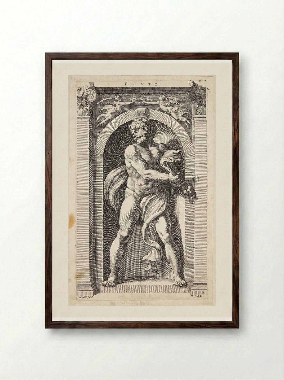 Pluto - Hendrick Goltzius - Framed Print Dark Wood