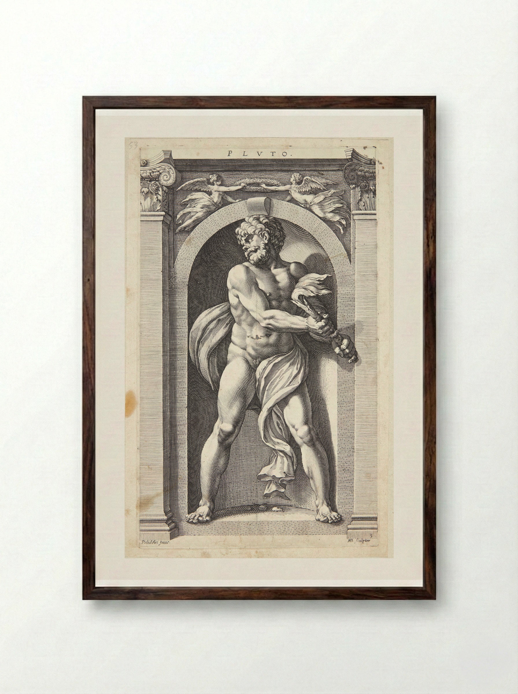 Pluto - Hendrick Goltzius - Framed Print Dark Wood
