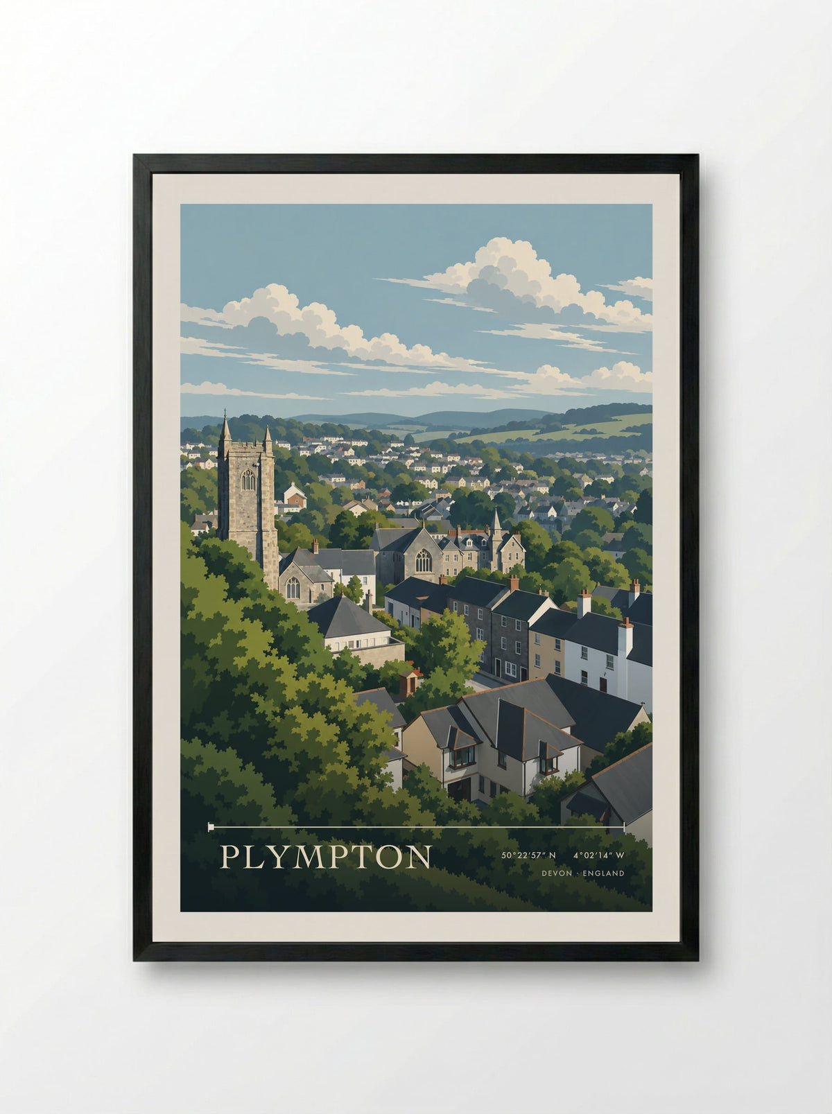 Plympton, Devon | Travel Poster - Framed Print Black