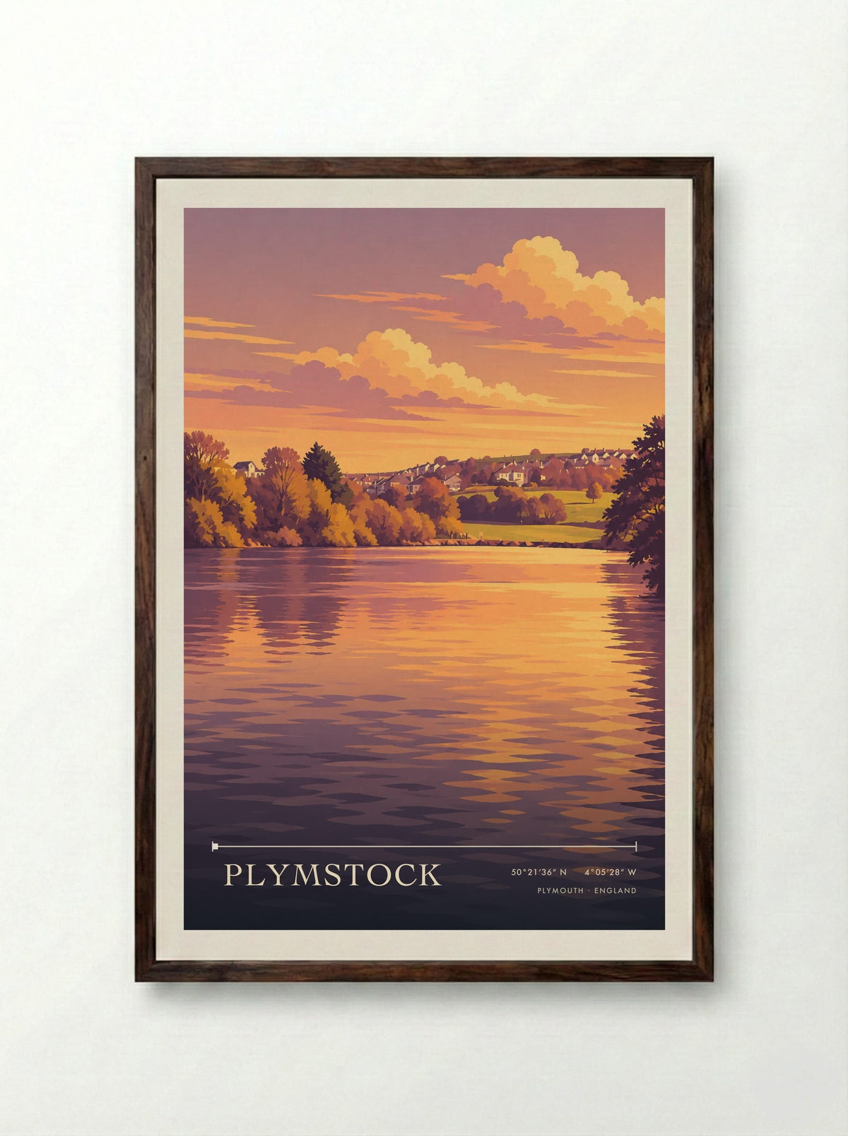 Plymstock, Plymouth | Travel Poster - Framed Print Dark Wood