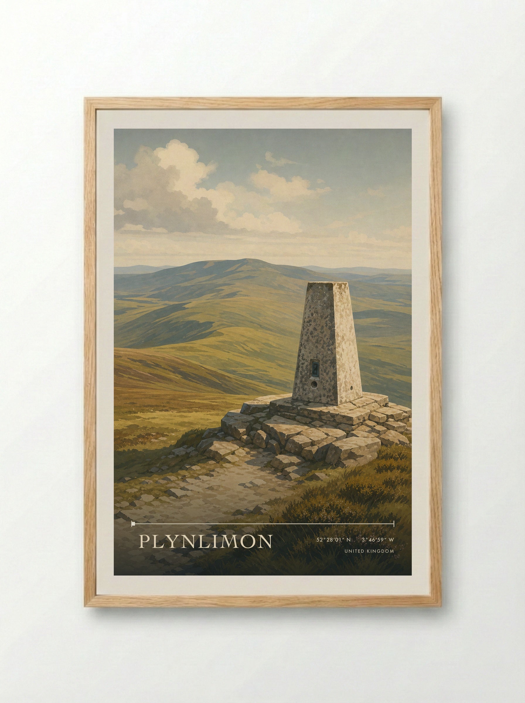 Plynlimon United Kingdom Travel Poster - Framed Print Wood