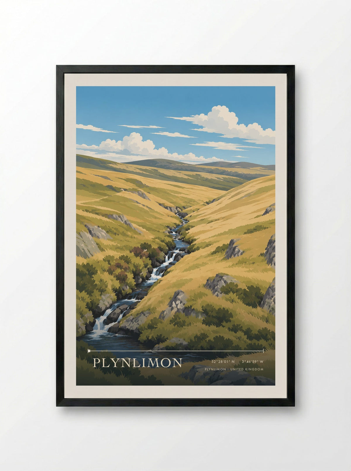 Plynlimon | Travel Poster - Framed Print Black