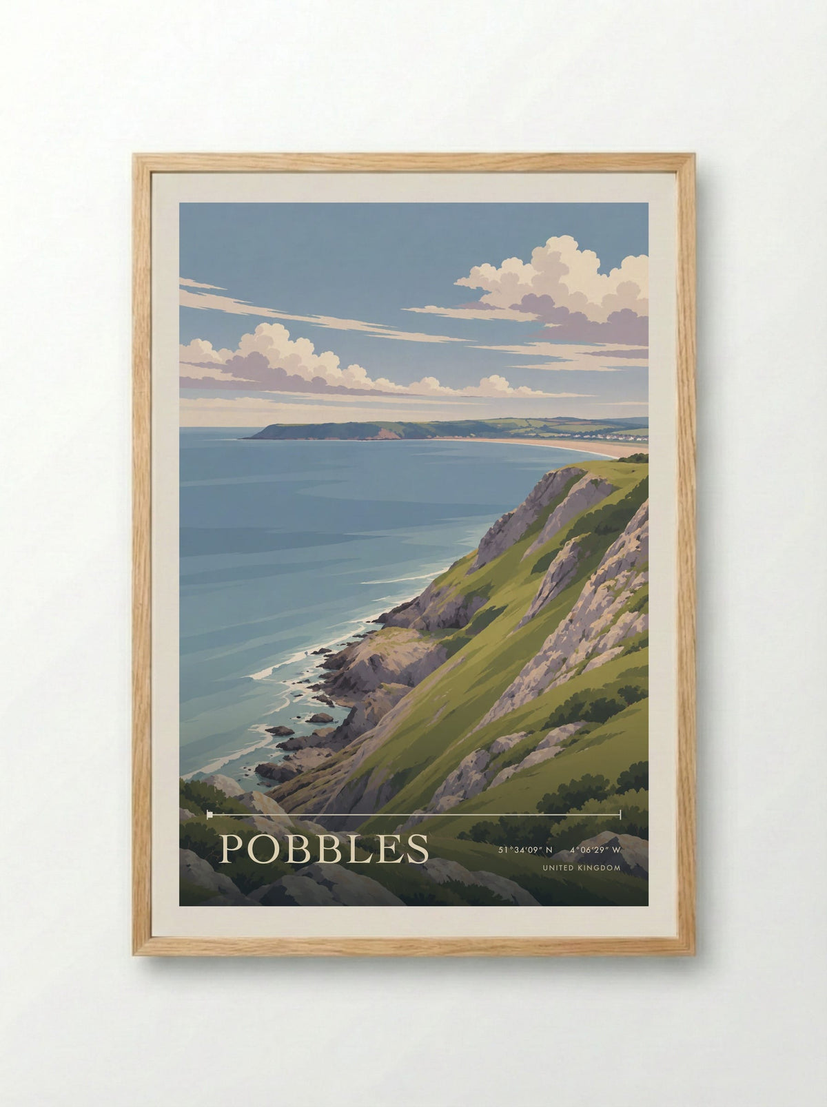 Pobbles | Travel Poster - Framed Print Wood