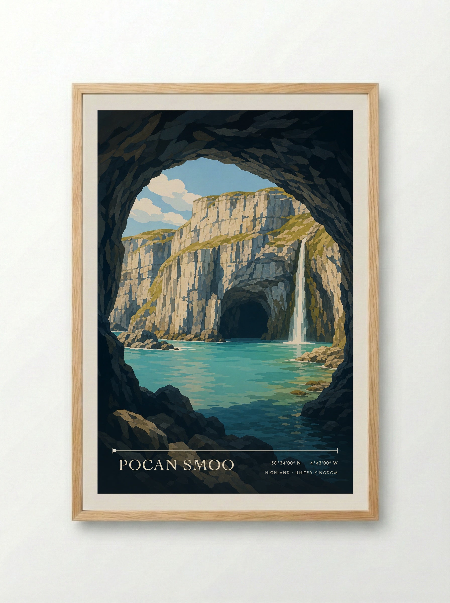 Pocan Smoo Highland United Kingdom Travel Poster - Framed Print Wood