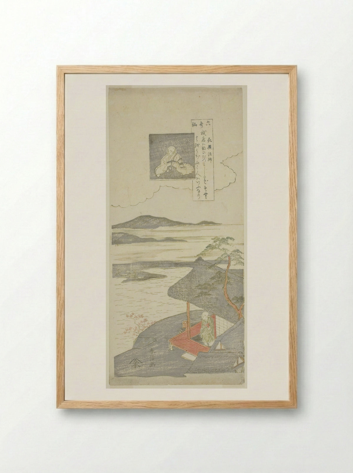 Poem by Kisen Hoshi, from the series Six Famous Poets (Rokkasen) - Suzuki Harunobu - Framed Print Wood