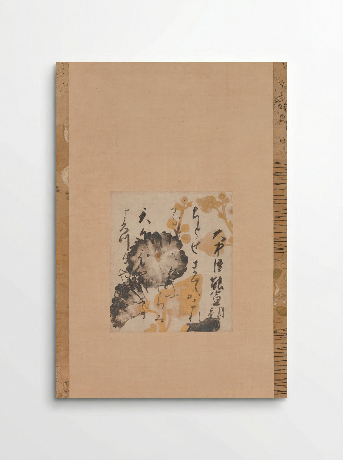 Poem by Onakatomi Yoshinobu with Underpainting of Hollyhocks - Shōkadō Shōjō - Poster