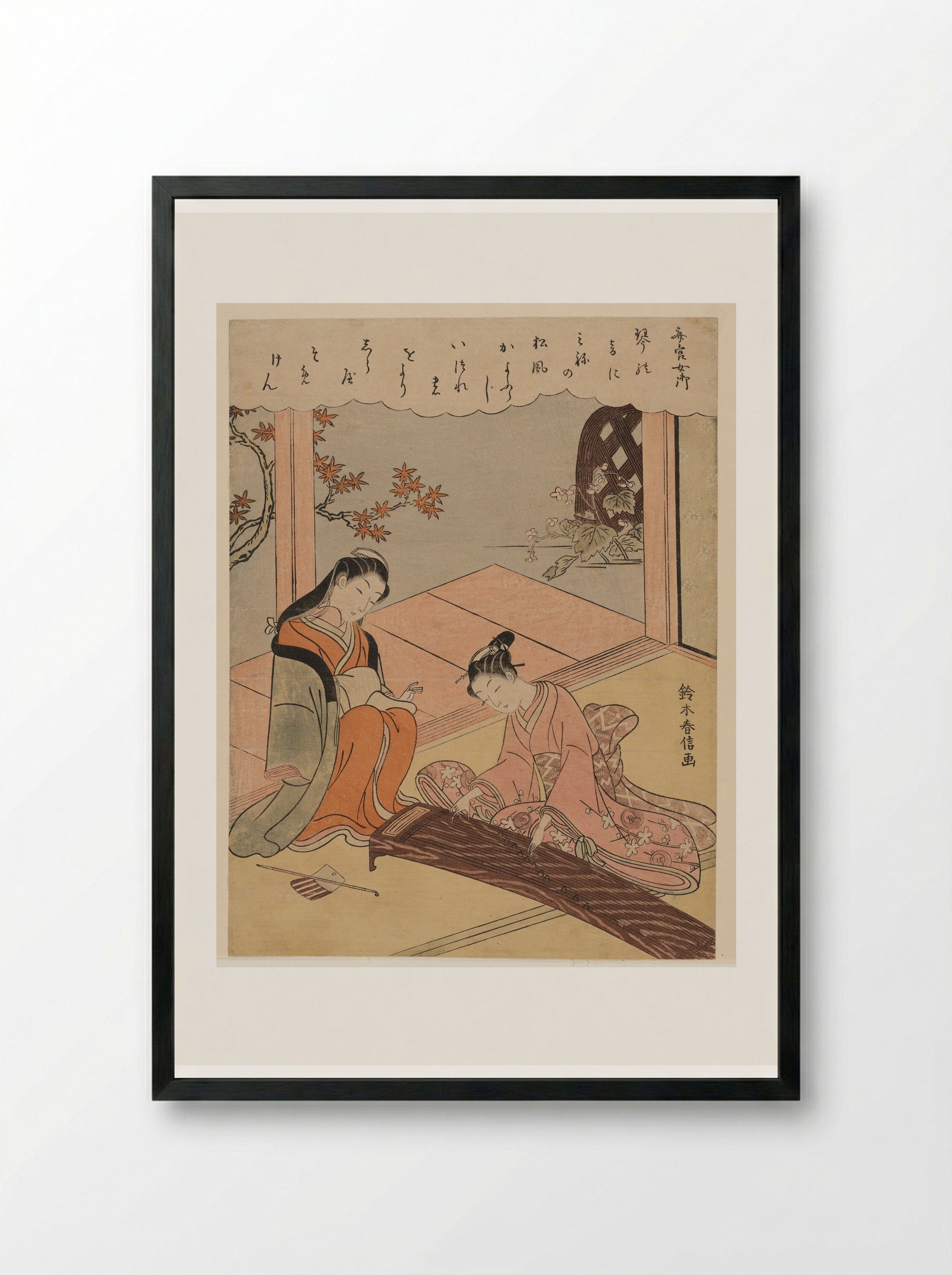 Poem by Saigū Nyōgo - Suzuki Harunobu - Framed Print Black
