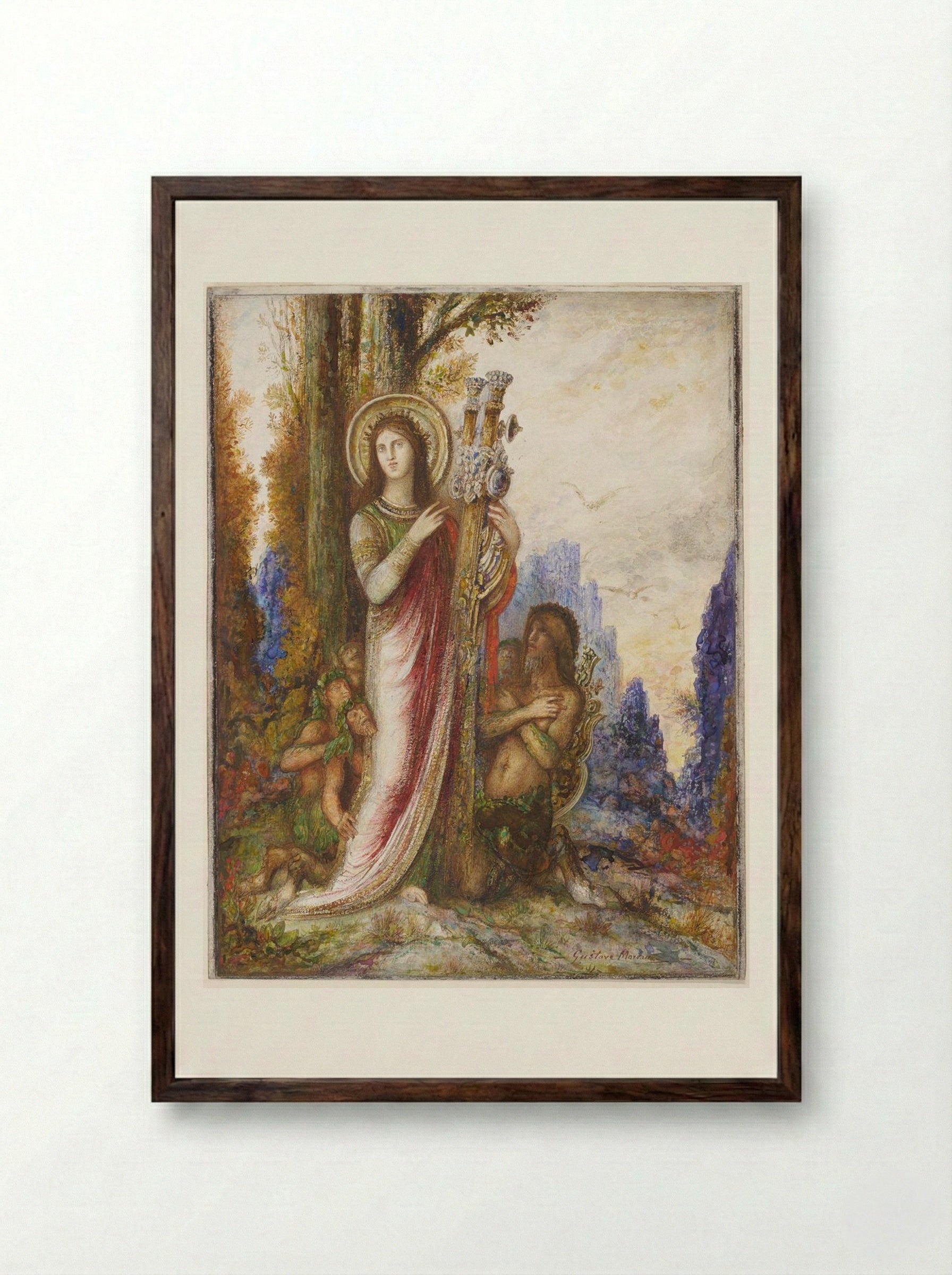 Poet and Satyrs - Gustave Moreau - Framed Print Dark Wood