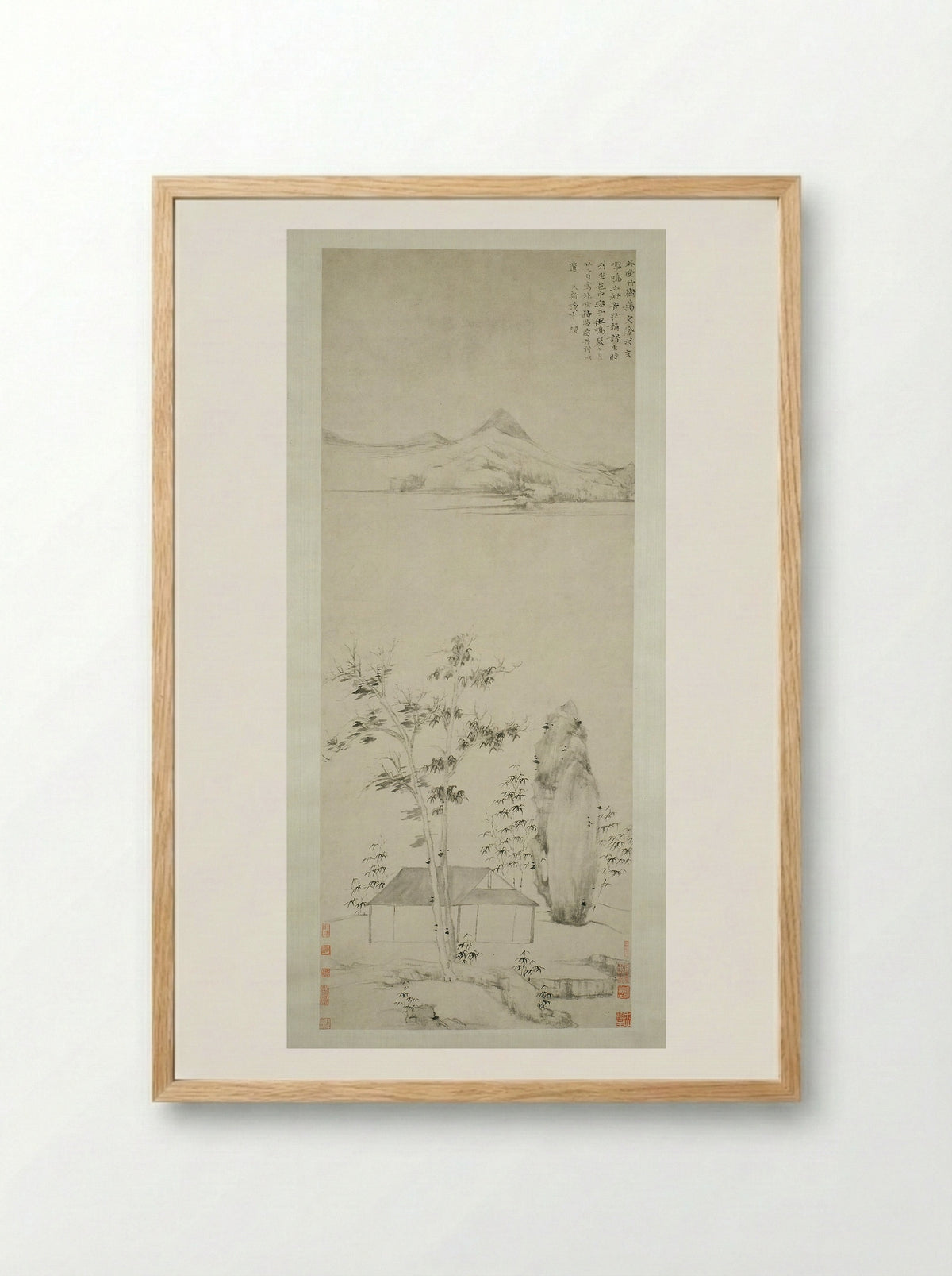 Poetic Thoughts in a Forest Pavilion - Ni Zan - Framed Print Wood