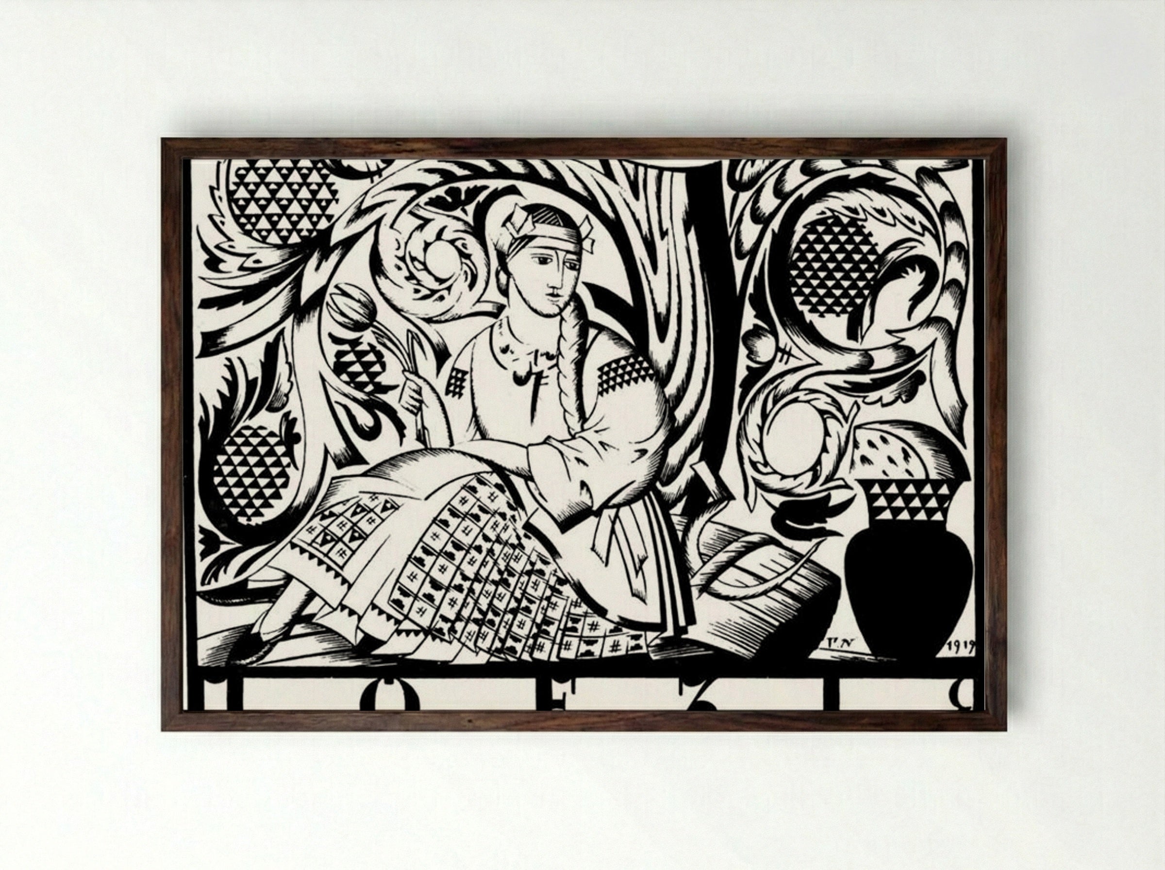 Poetry (Headpiece to magazine 'Art') - Heorhiy Narbut - Framed Print Dark Wood