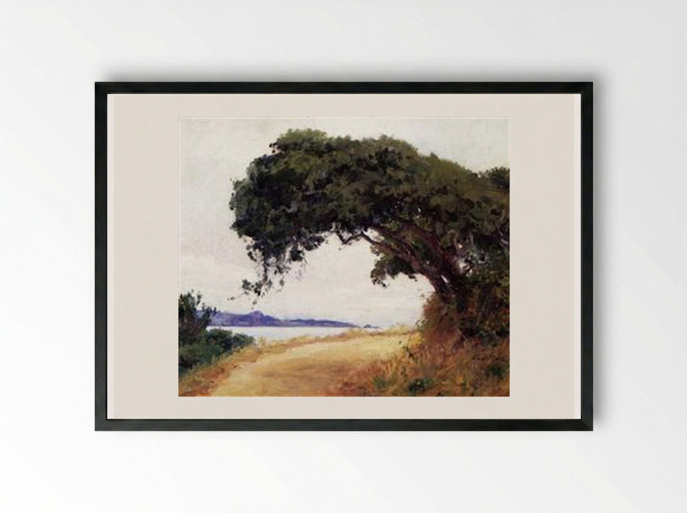 Point Lobos, Oak Tree - Guy Rose - Framed Print Black