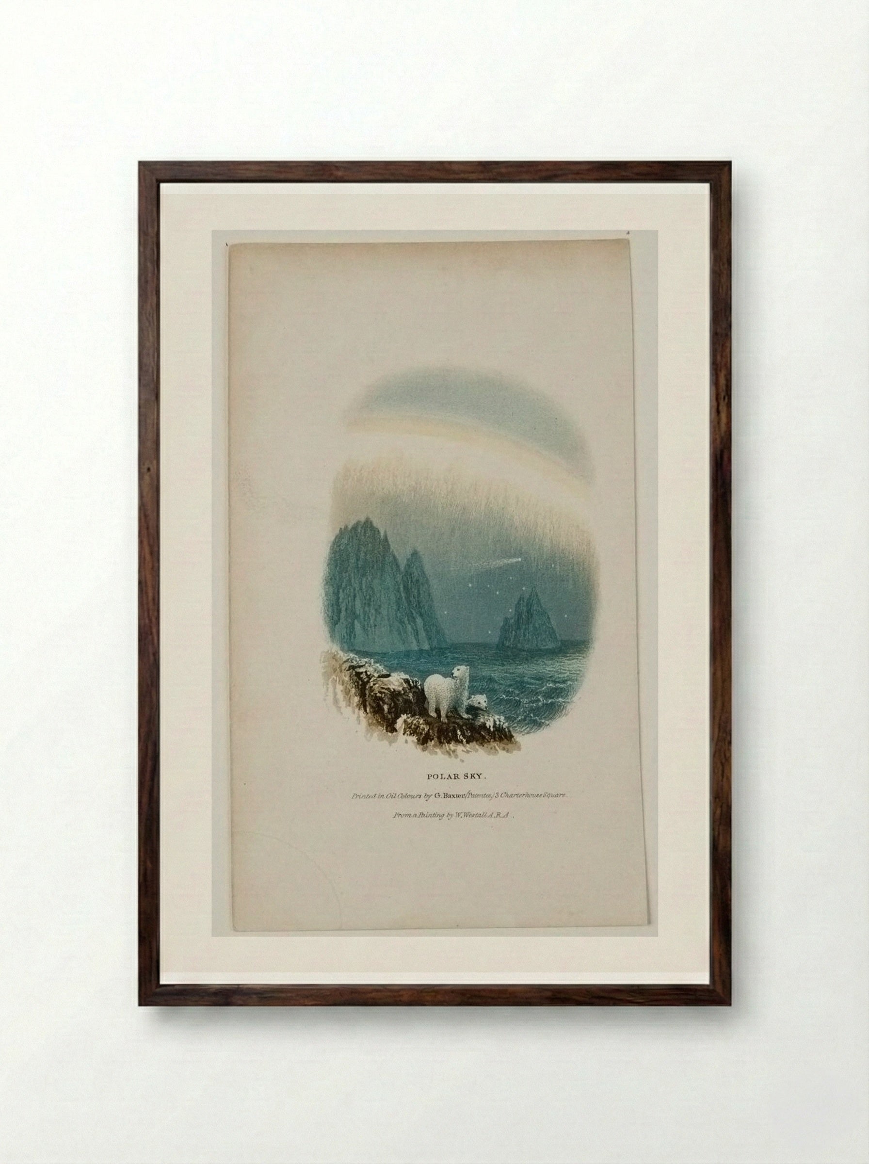 Polar Sky - George Baxter - Framed Print Dark Wood