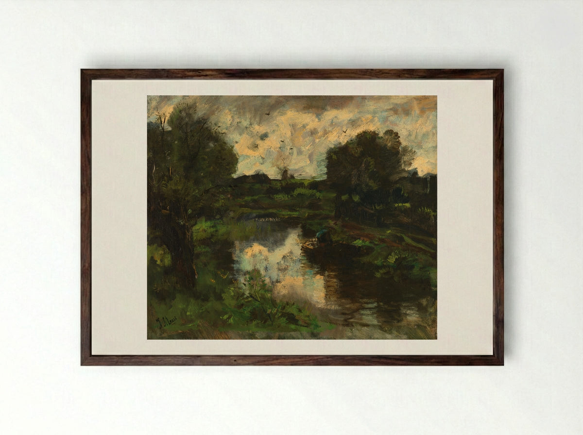 Polder na onweer - Jacob Maris - Framed Print Dark Wood