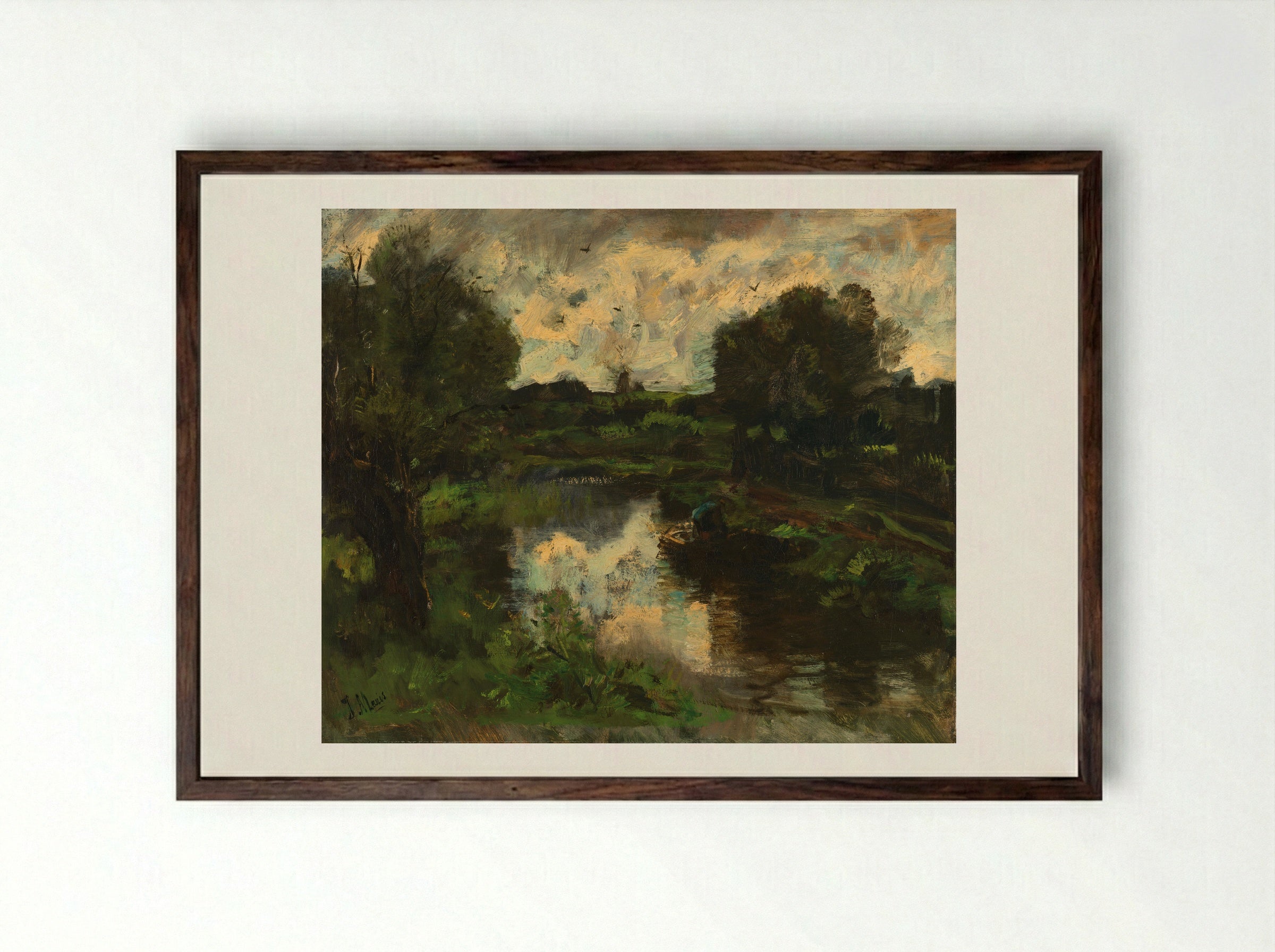 Polder na onweer - Jacob Maris - Framed Print Dark Wood