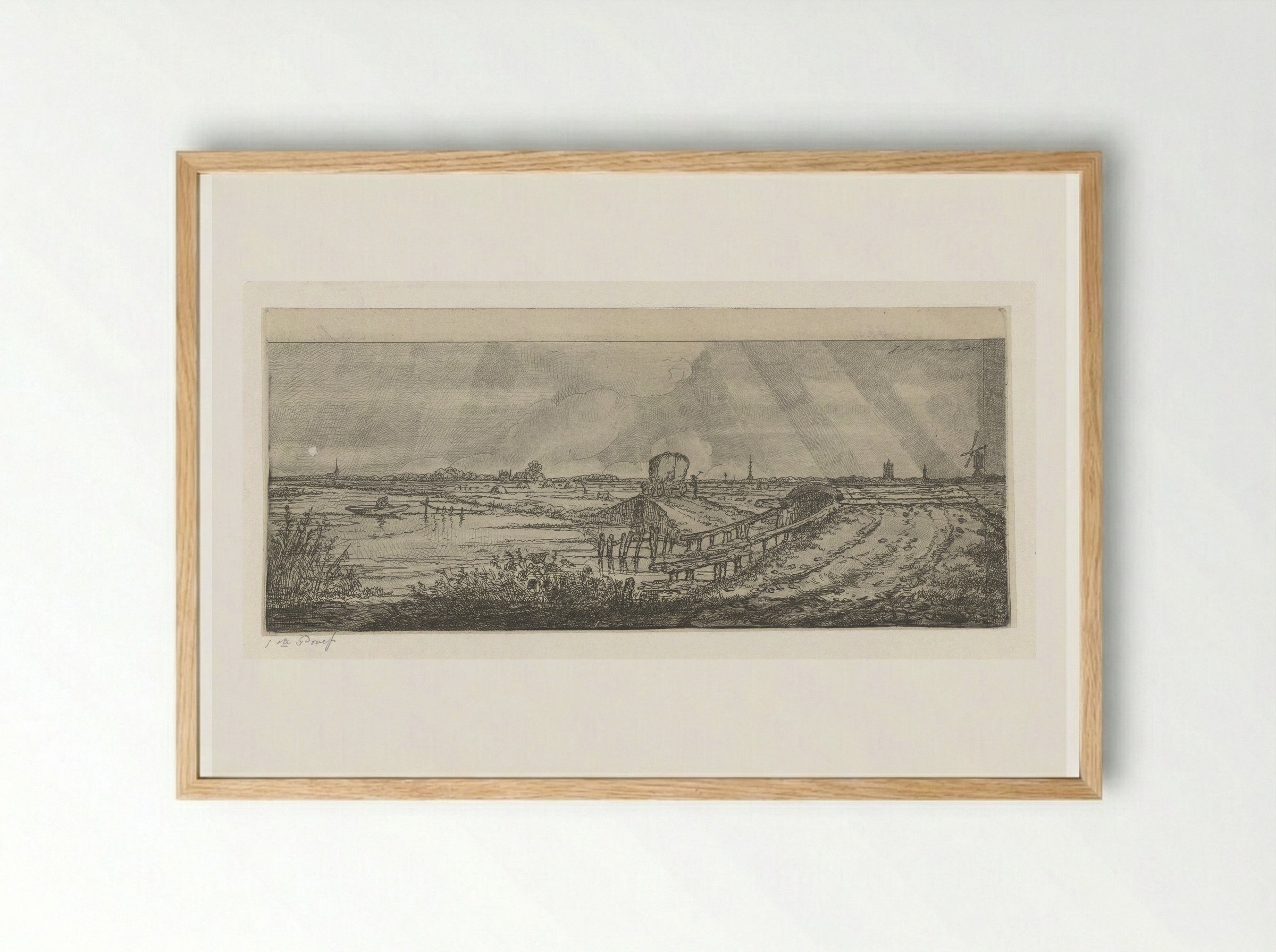 Polderlandschap met hooiwagen - Jacobus Ludovicus Cornet - Framed Print Wood