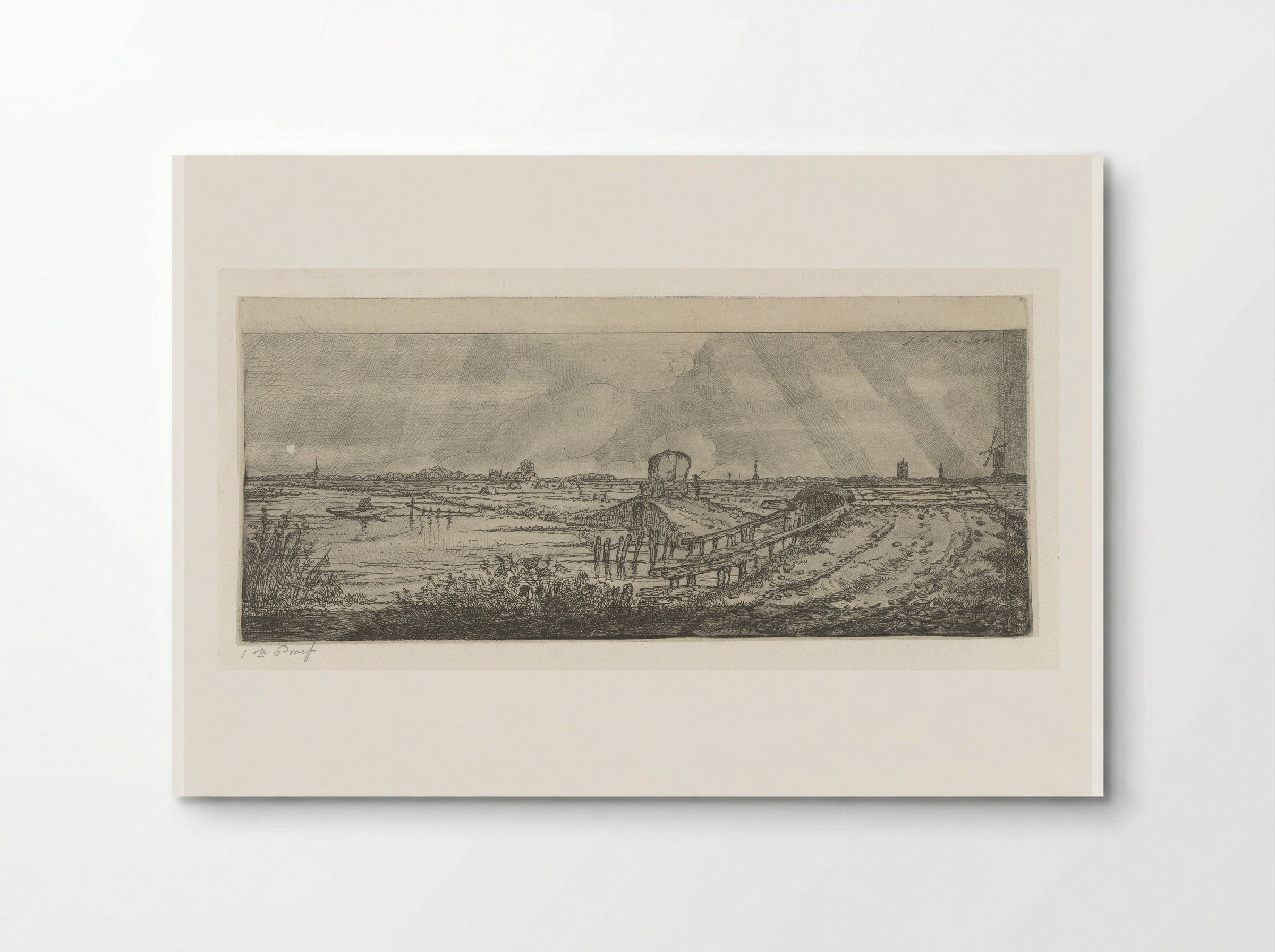 Polderlandschap met hooiwagen - Jacobus Ludovicus Cornet - Poster