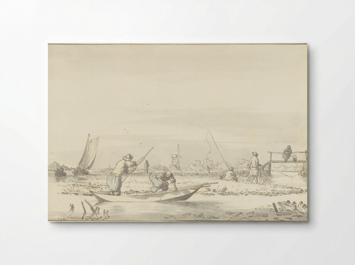 Polderlandschap met vissers - Pieter Coopse - Poster