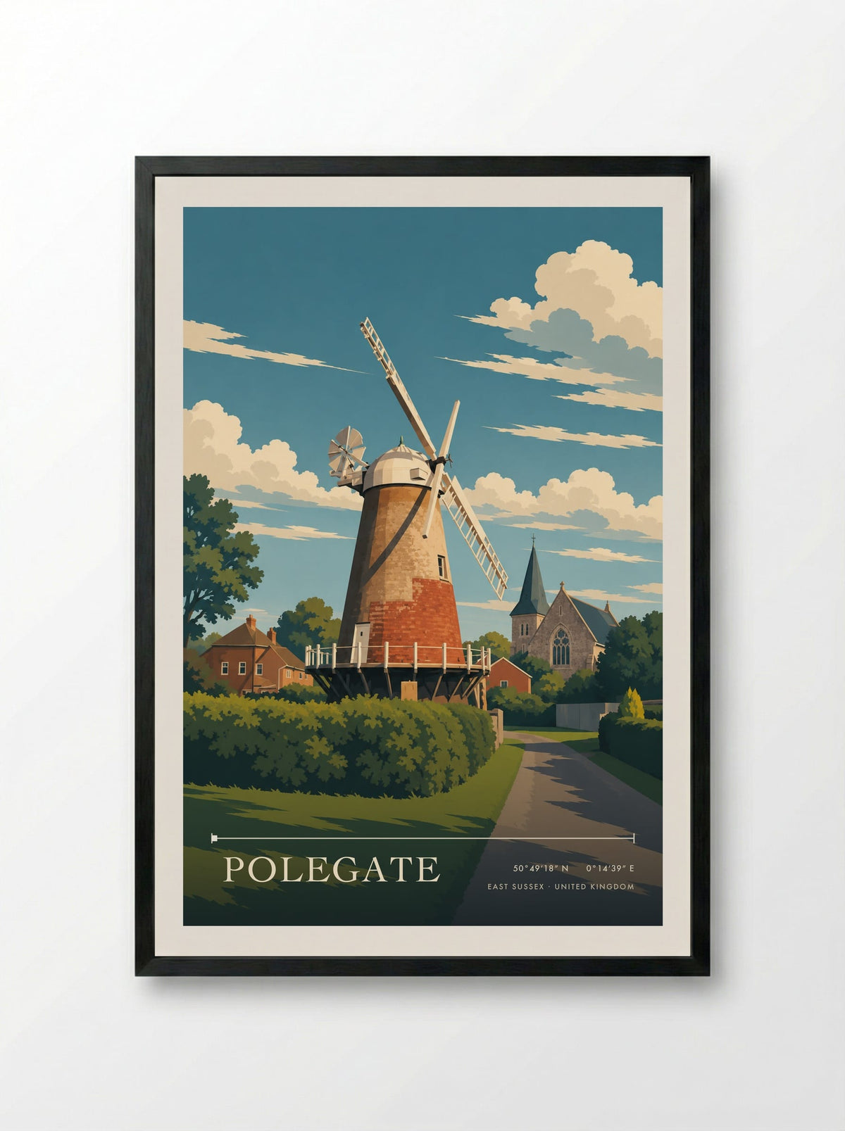 Polegate, East Sussex | Travel Poster - Framed Print Black