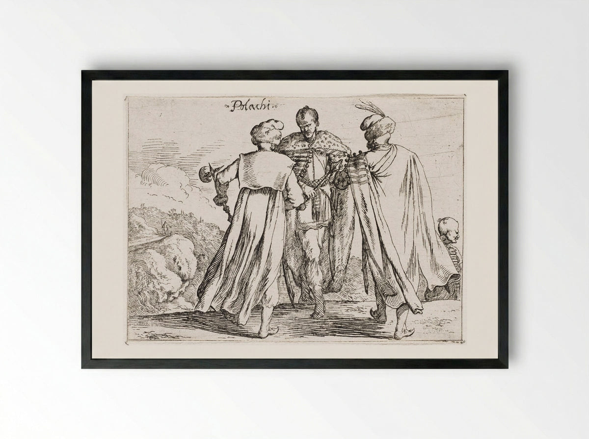 Polish Costumes - Johann Wilhelm Baur - Framed Print Black
