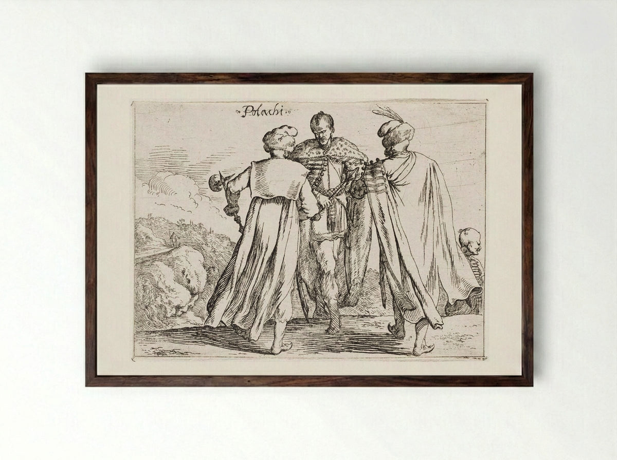 Polish Costumes - Johann Wilhelm Baur - Framed Print Dark Wood