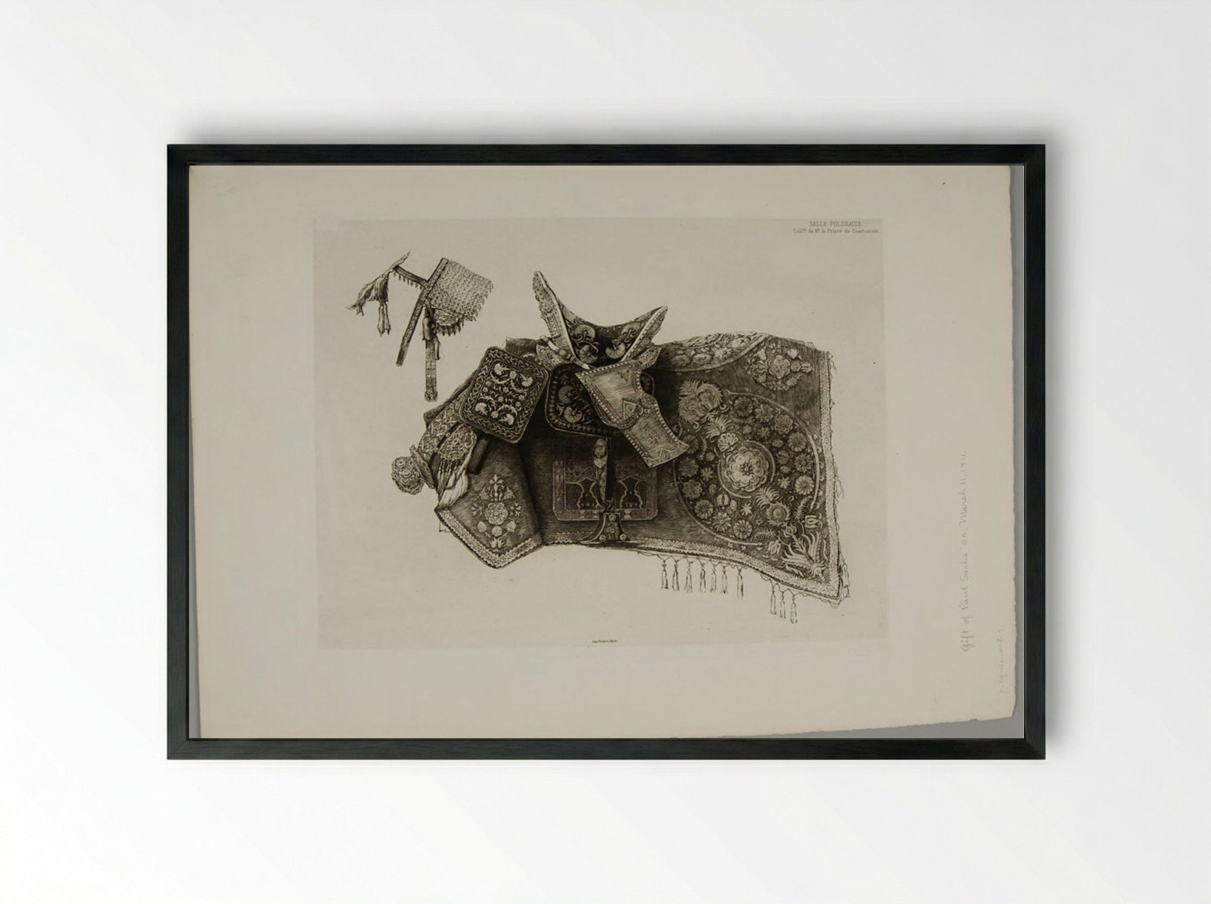 Polish Saddle: Collection of M. le Prince Czartoriski - Jules Ferdinand Jacquemart - Framed Print Black