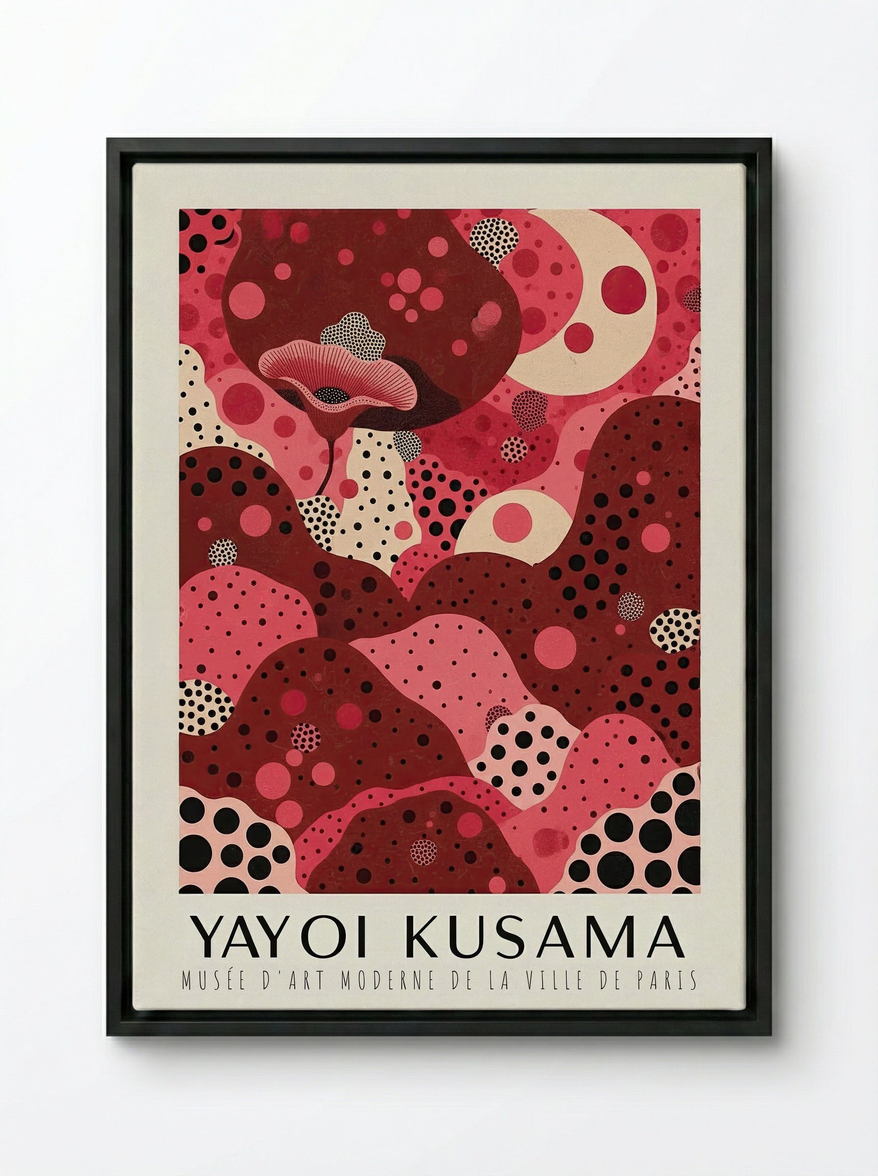 Polka Dot Dreamscape - Yayoi Kusama - Framed Canvas Black